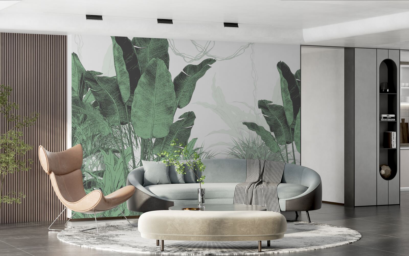 Papier peint grandes feuilles tropicales de taille considérable