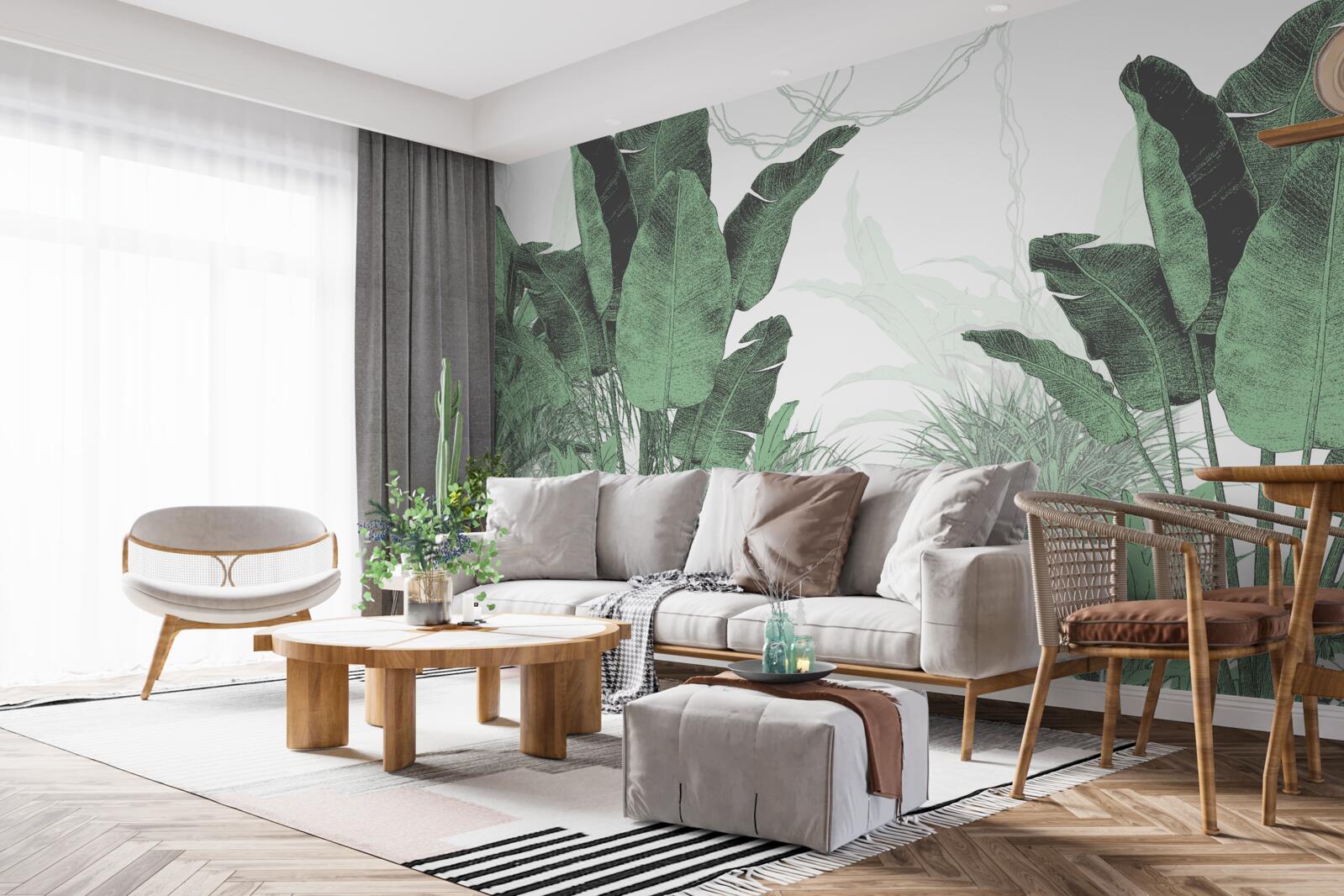 Papier peint grandes feuilles tropicales de taille considérable