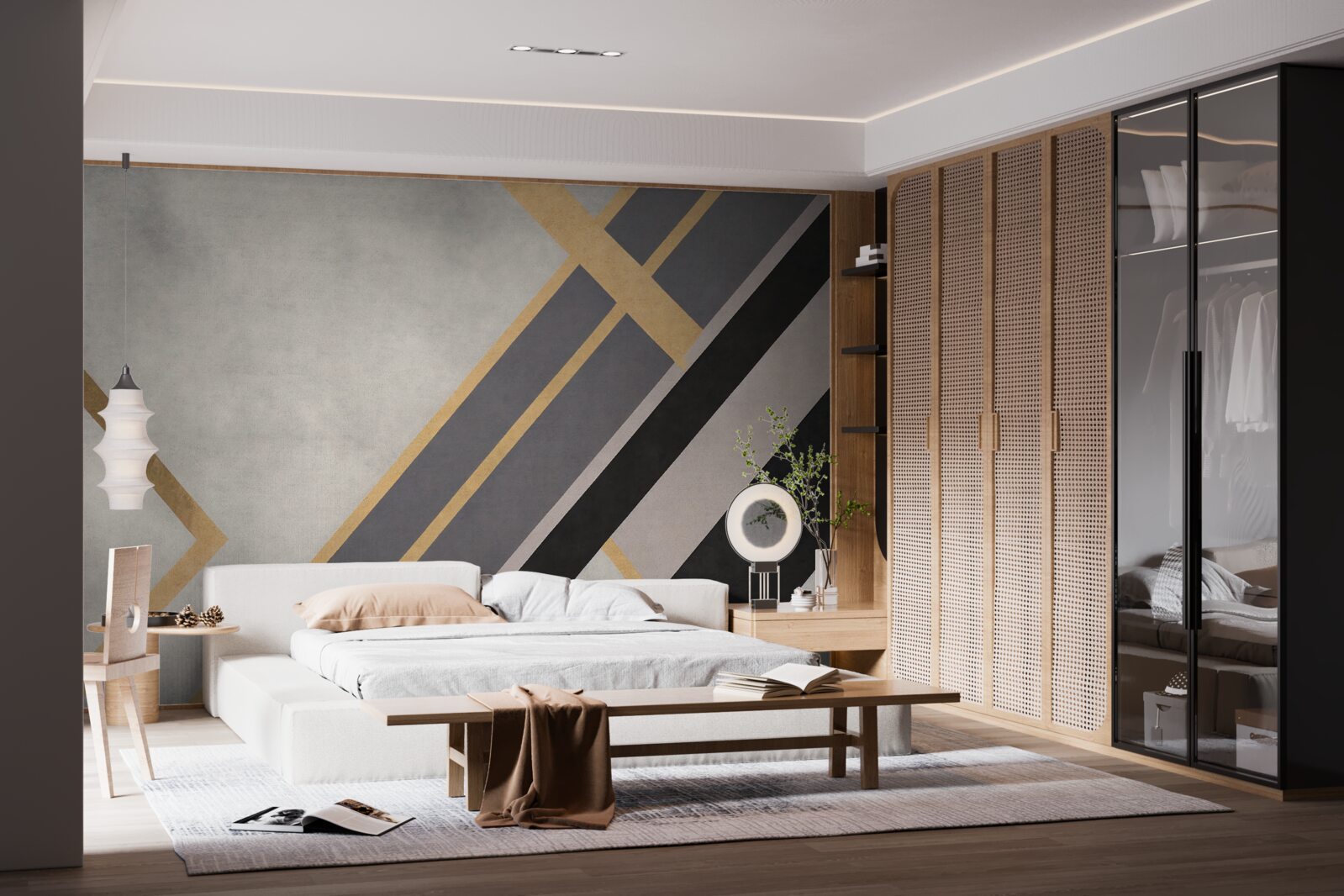 Papier peint les lignes colorées sur les tuiles sont réparties de manière uniforme