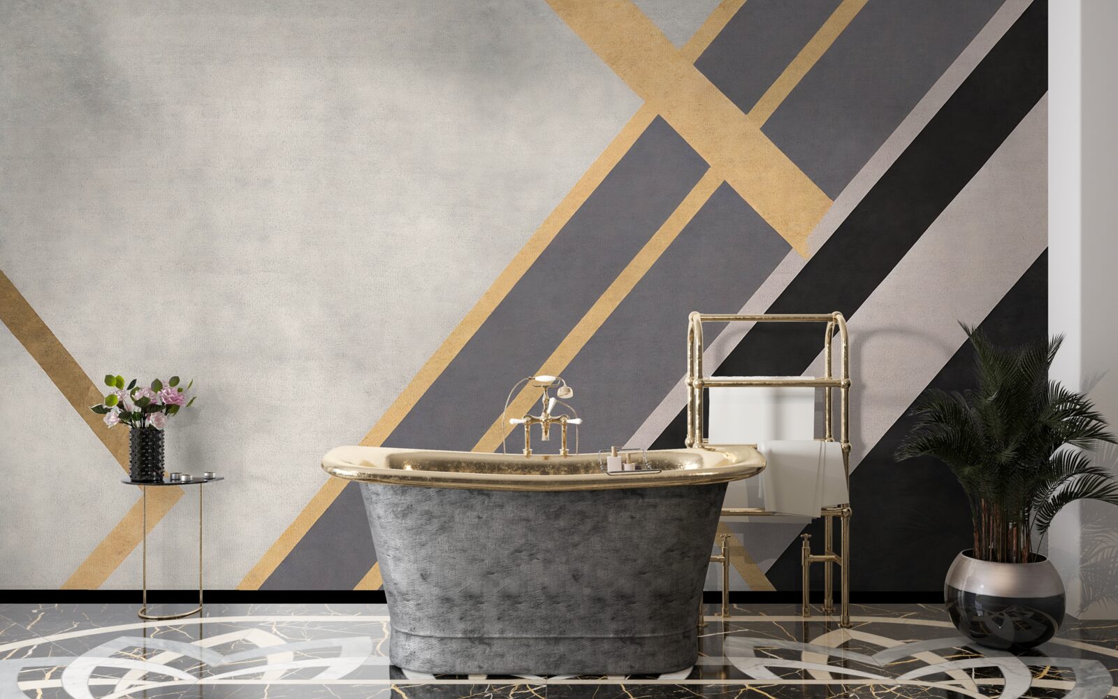 Papier peint les lignes colorées sur les tuiles sont réparties de manière uniforme