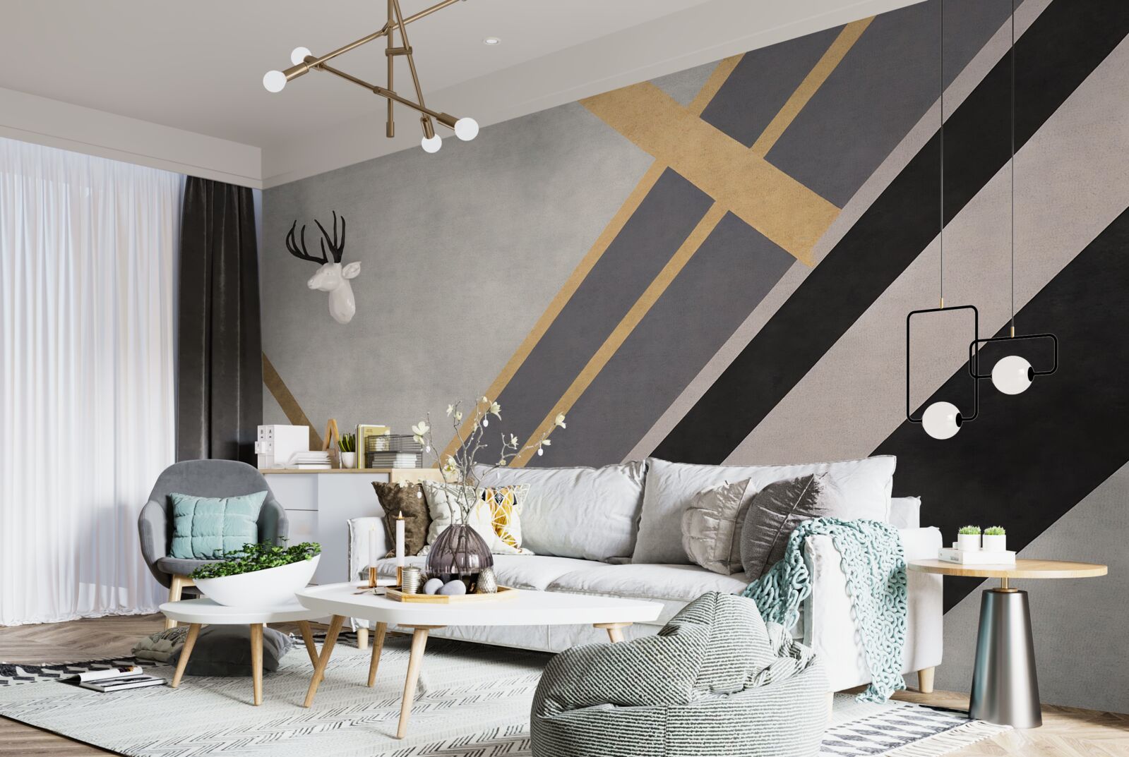 Papier peint les lignes colorées sur les tuiles sont réparties de manière uniforme