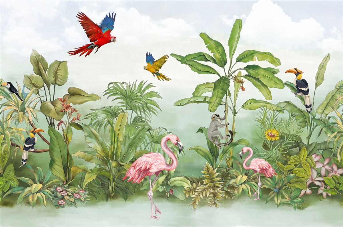 Papier peint animaux dans les forêts enfumées