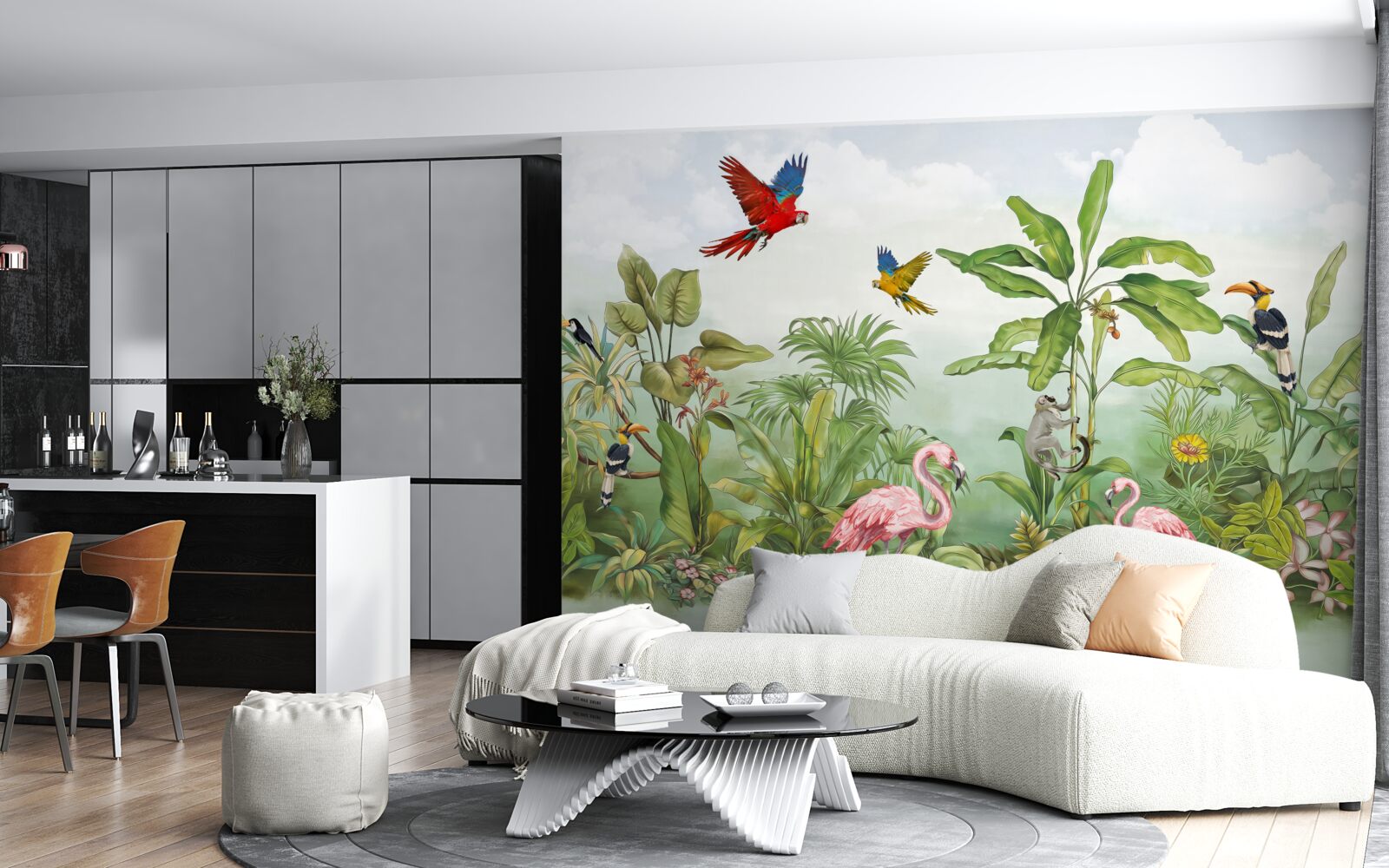 Papier peint animaux dans les forêts enfumées