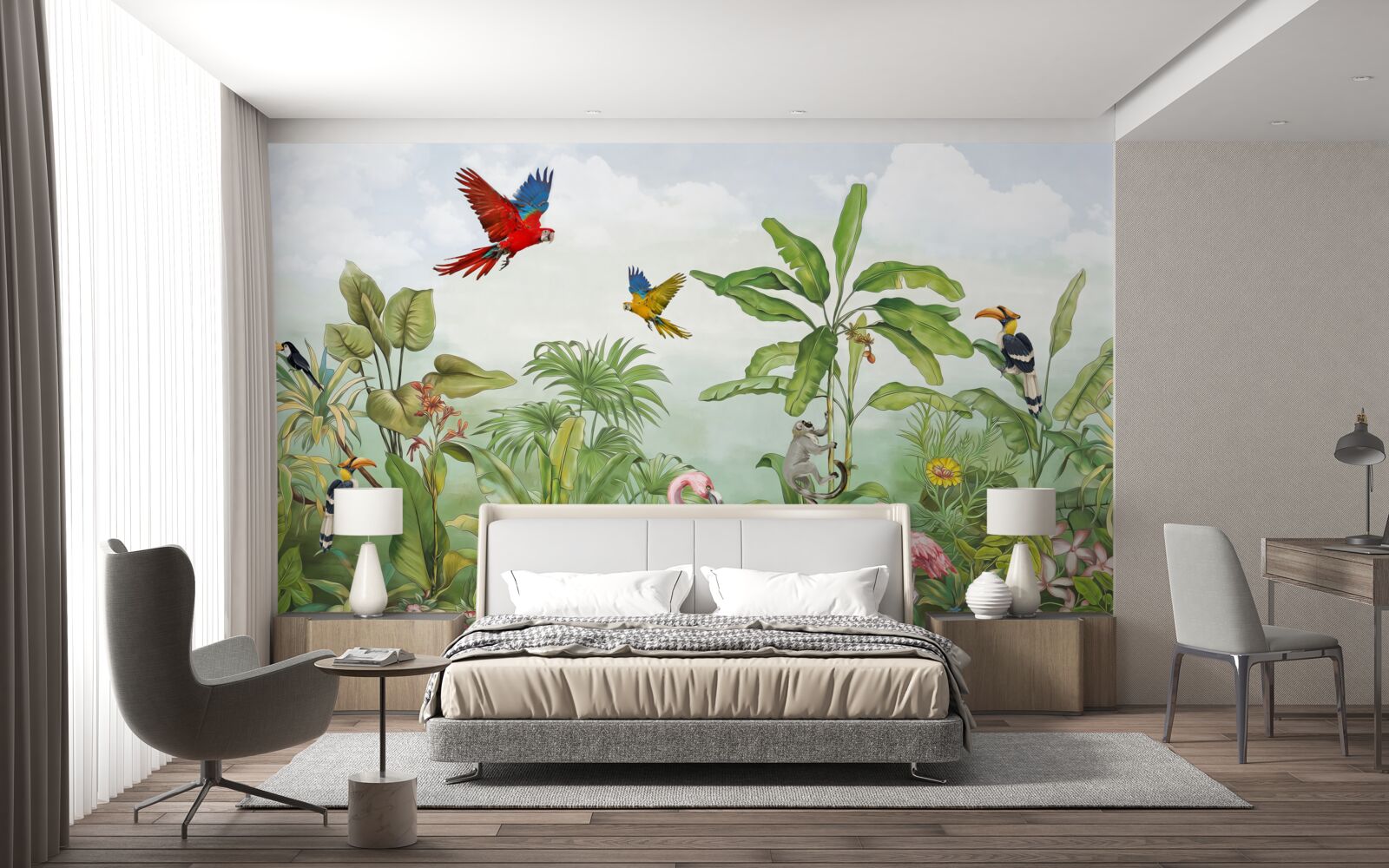 Papier peint animaux dans les forêts enfumées