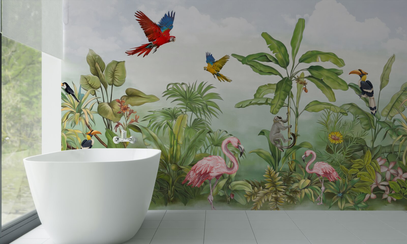 Papier peint animaux dans les forêts enfumées