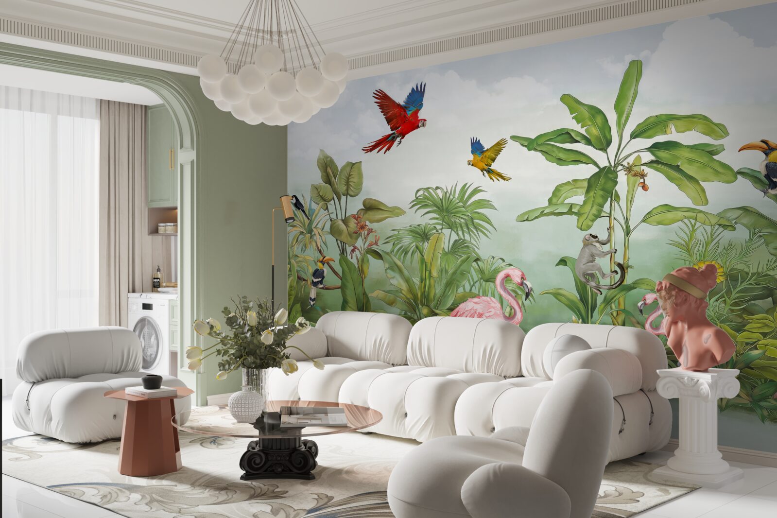 Papier peint animaux dans les forêts enfumées