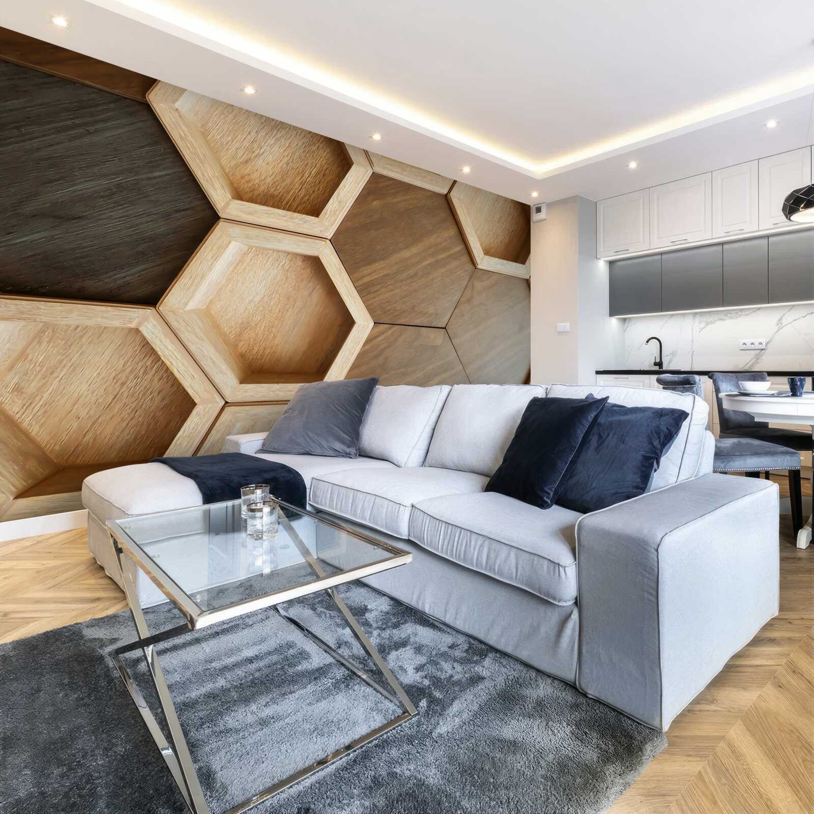 Papier peint cellules en bois multicolores