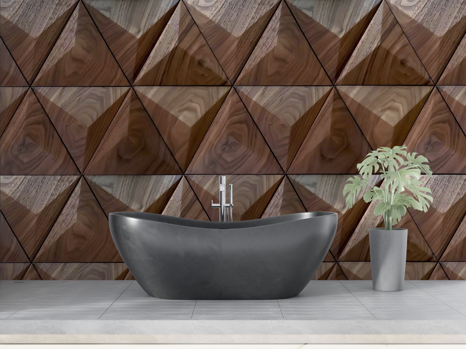 Papier peint formes triangulaires avec texture de bois