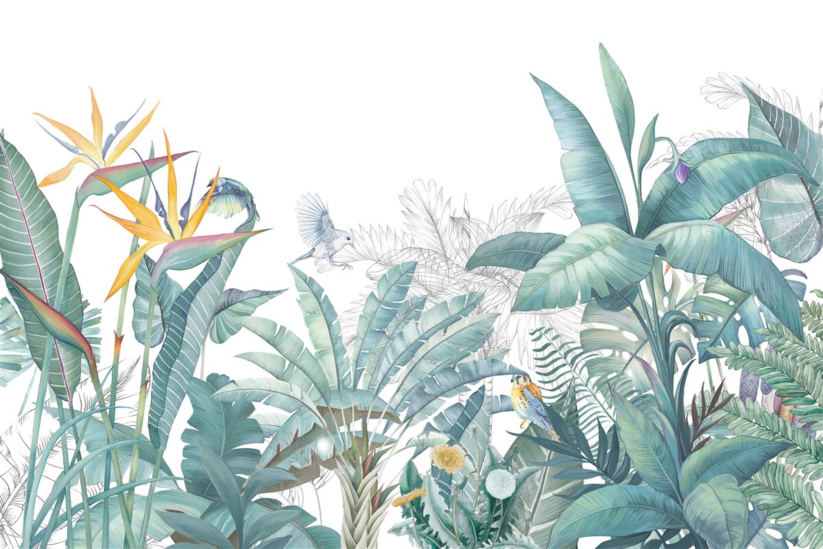 Papier peint plantes vertes tropicales