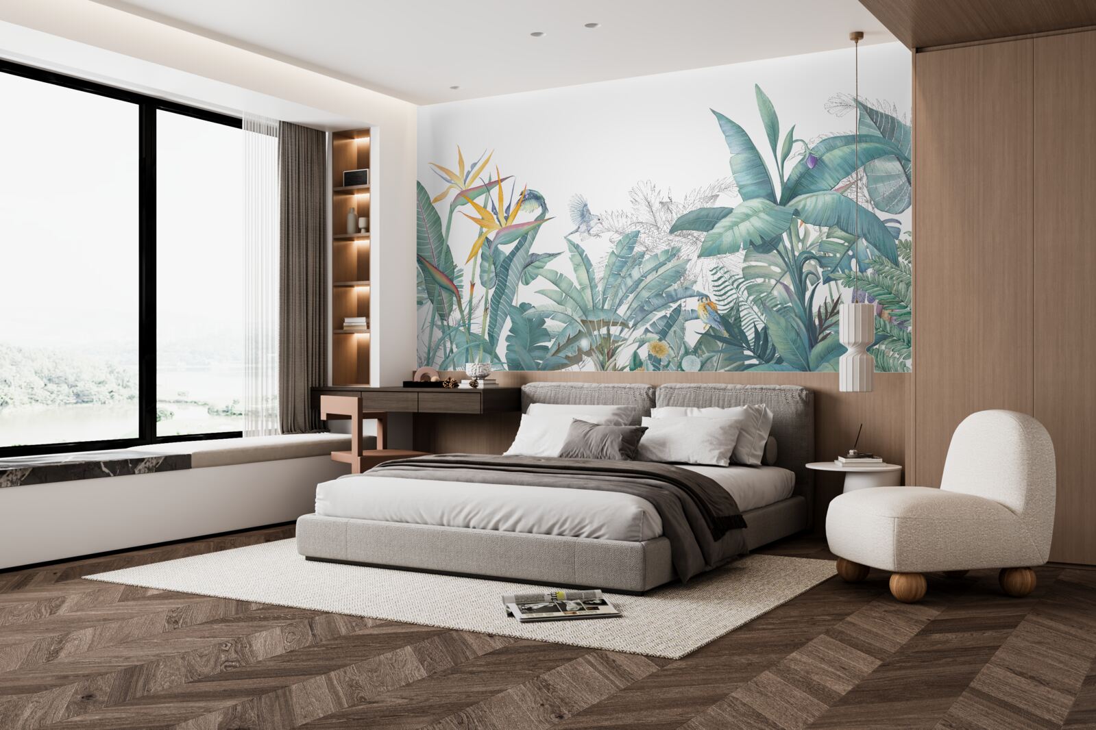 Papier peint plantes vertes tropicales