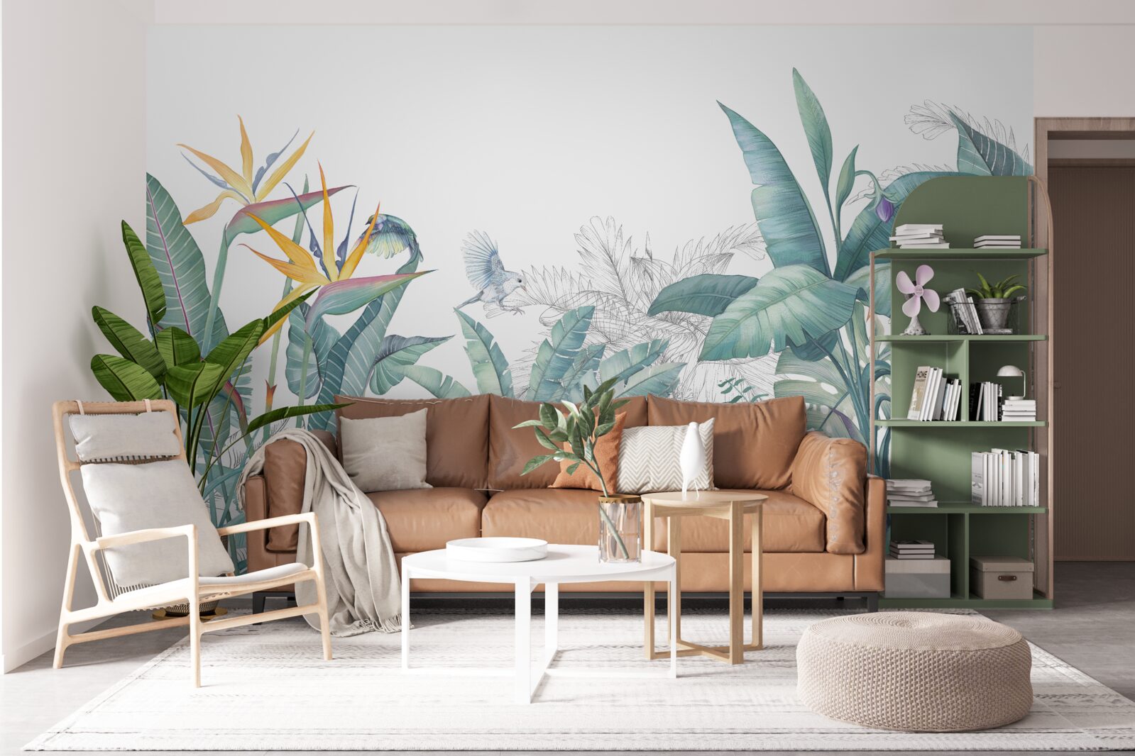 Papier peint plantes vertes tropicales