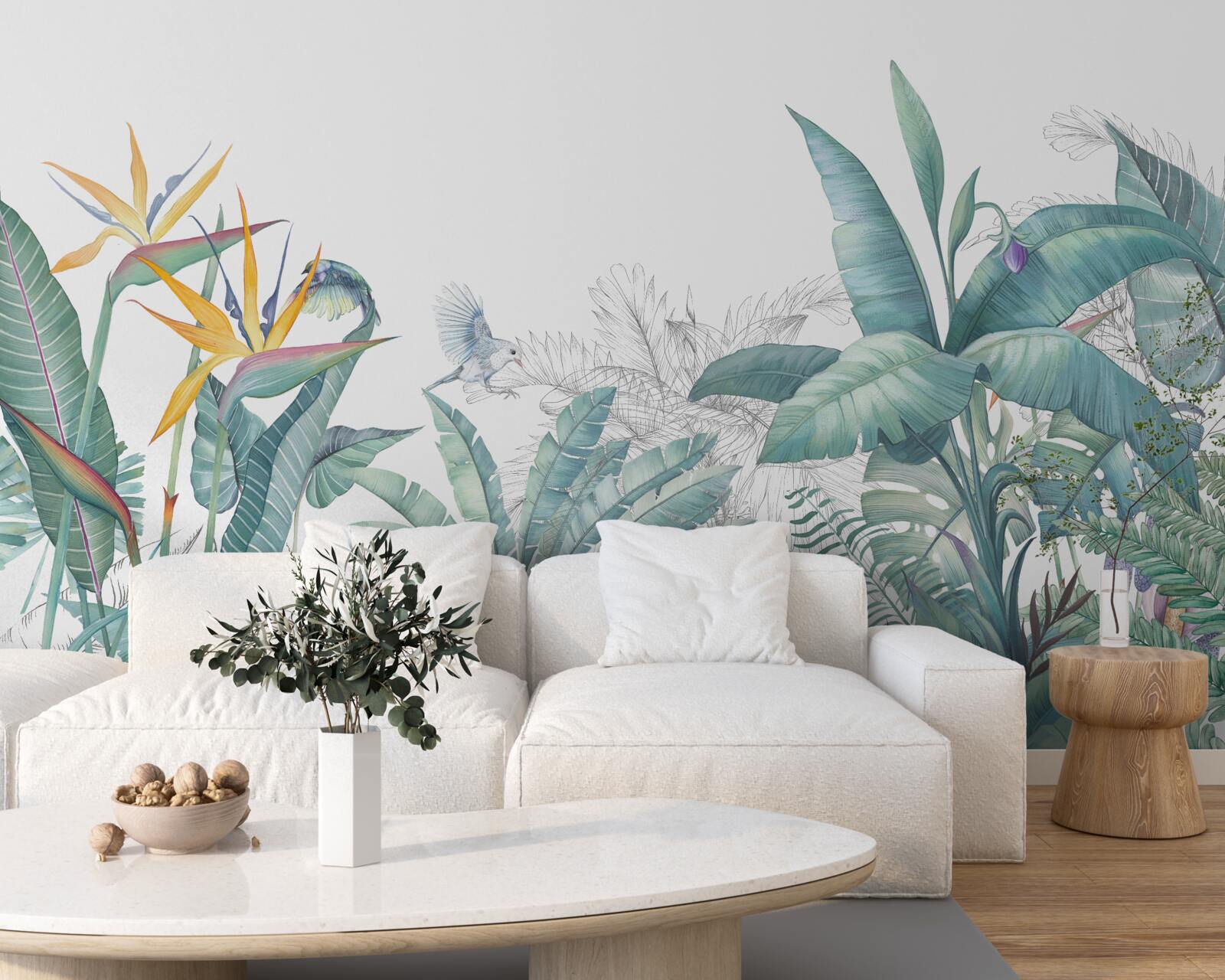 Papier peint plantes vertes tropicales