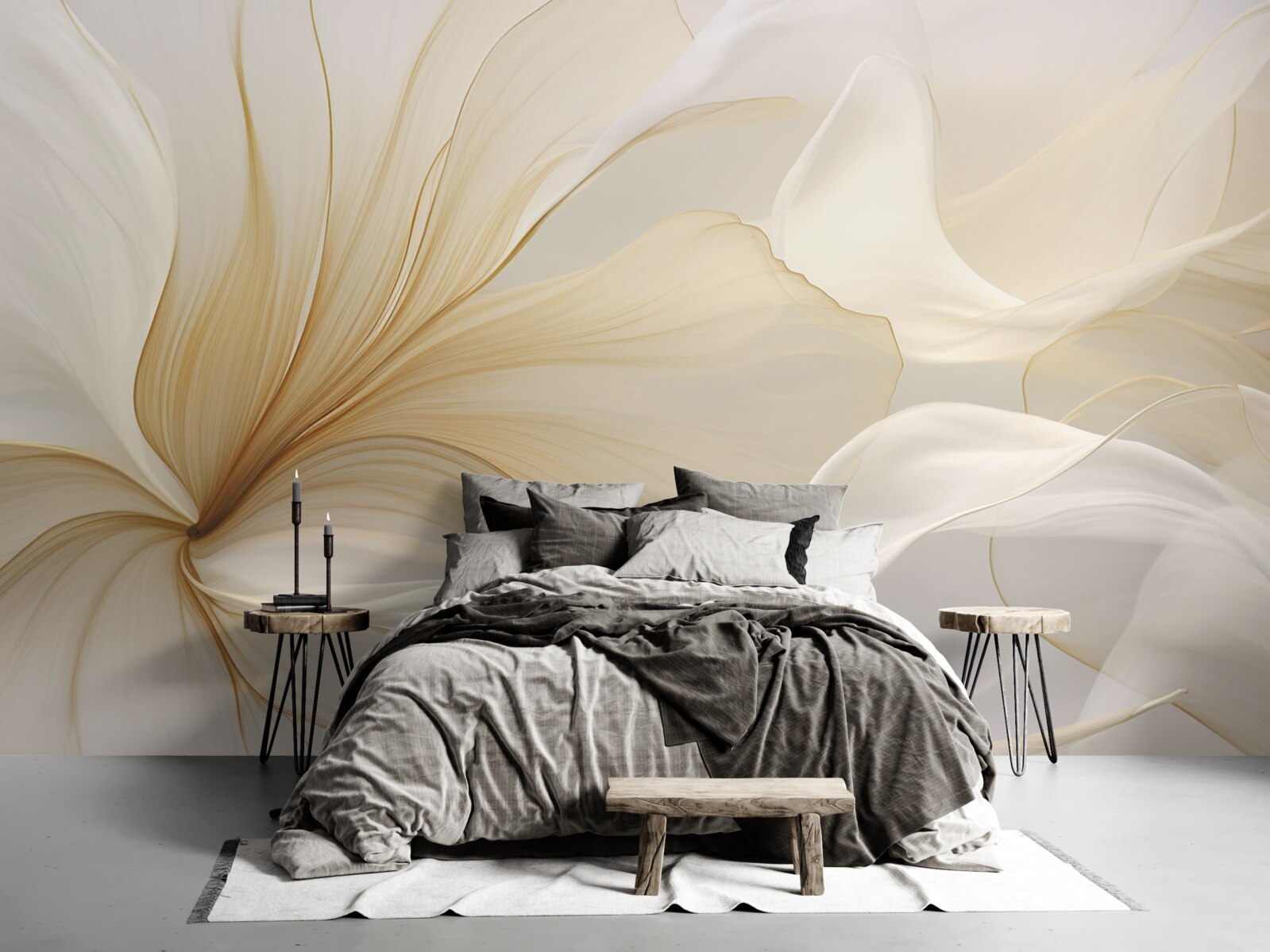 Papier peint marbre clair, décoré de motifs élégants