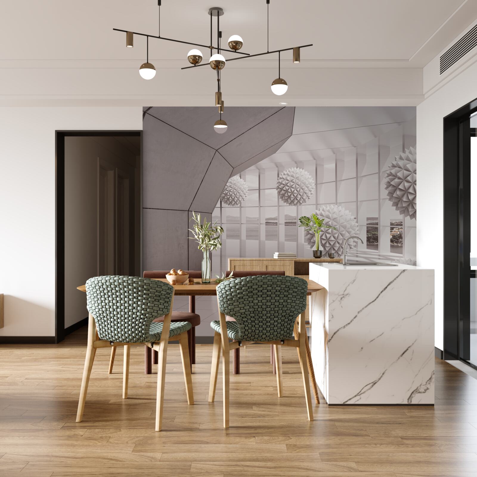 Papier peint boules pointues dans le tunnel