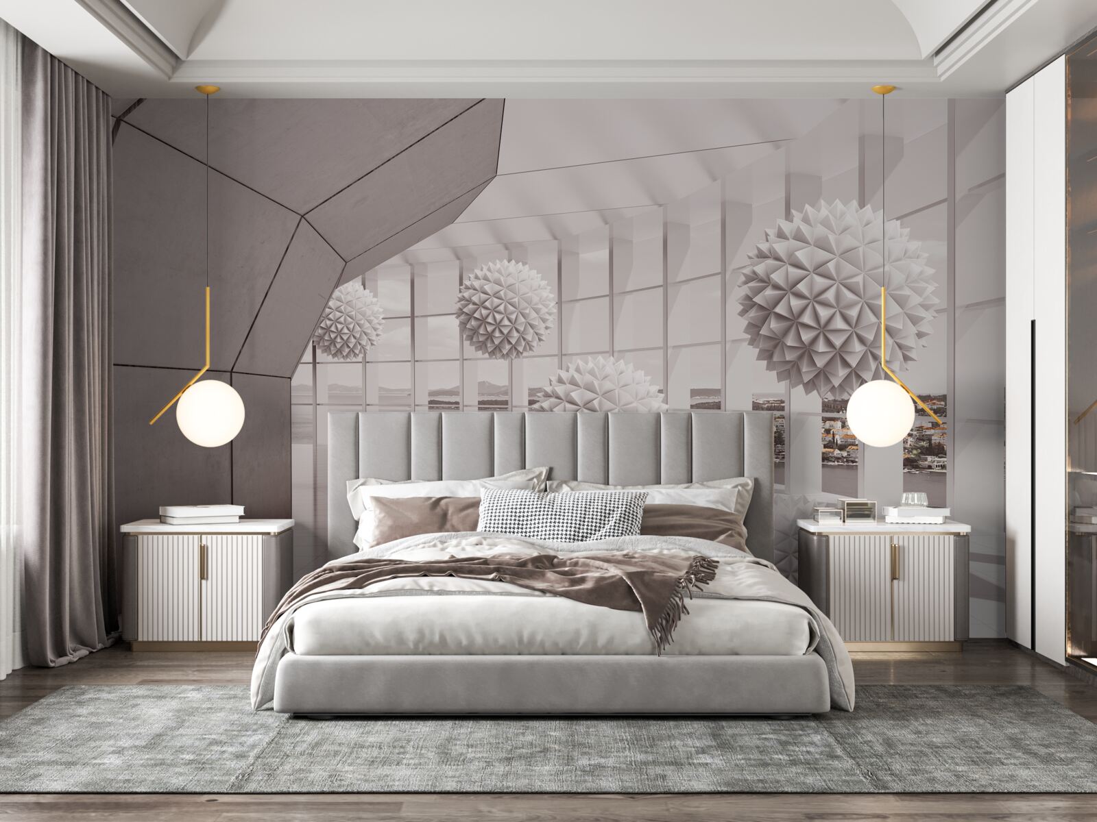 Papier peint boules pointues dans le tunnel