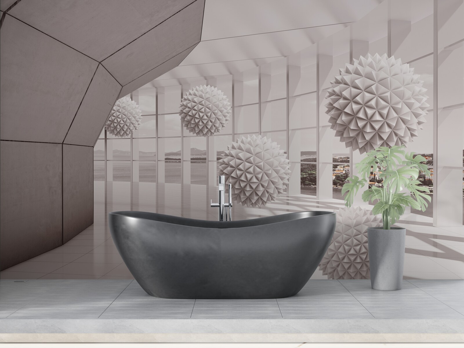 Papier peint boules pointues dans le tunnel