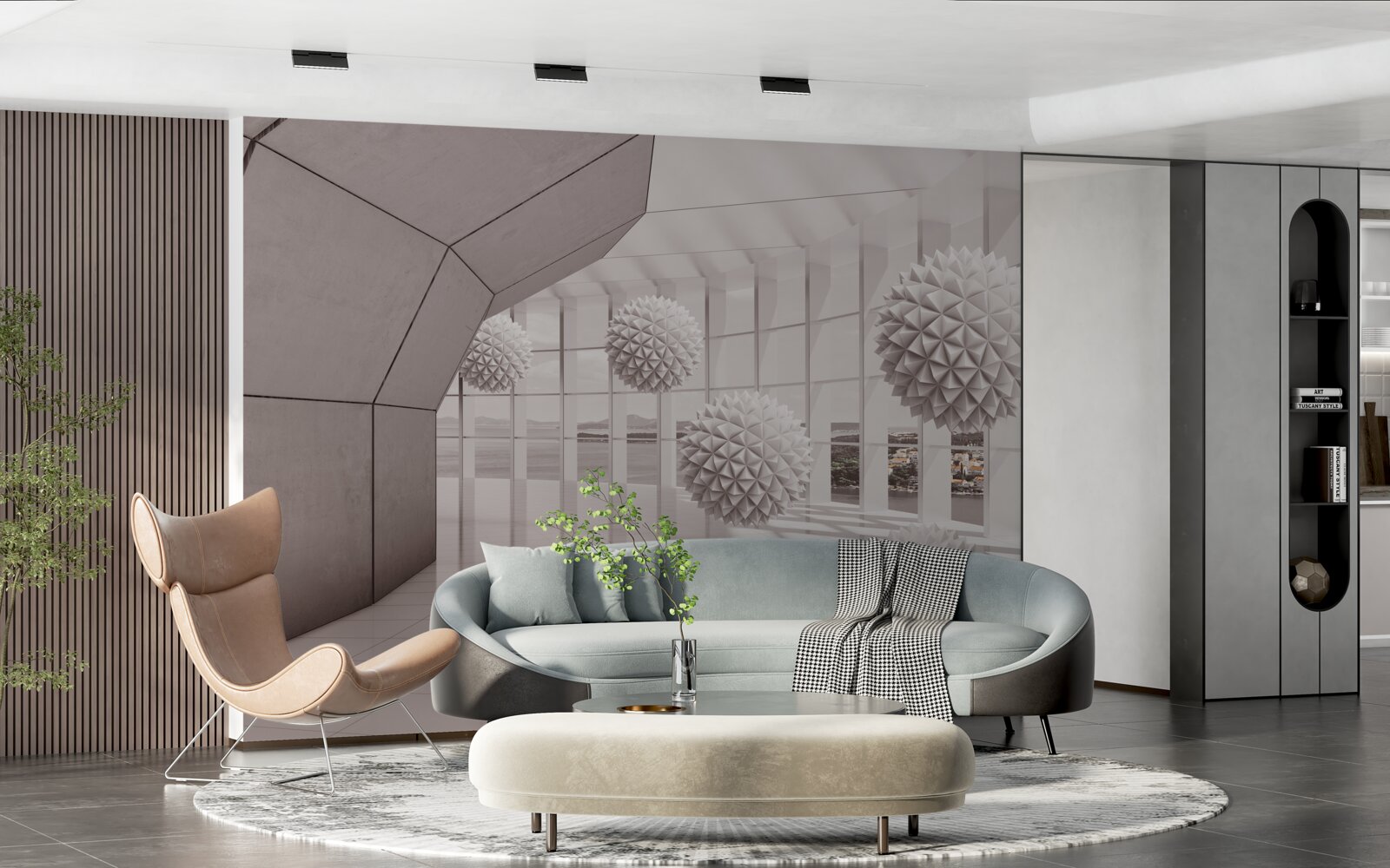 Papier peint boules pointues dans le tunnel