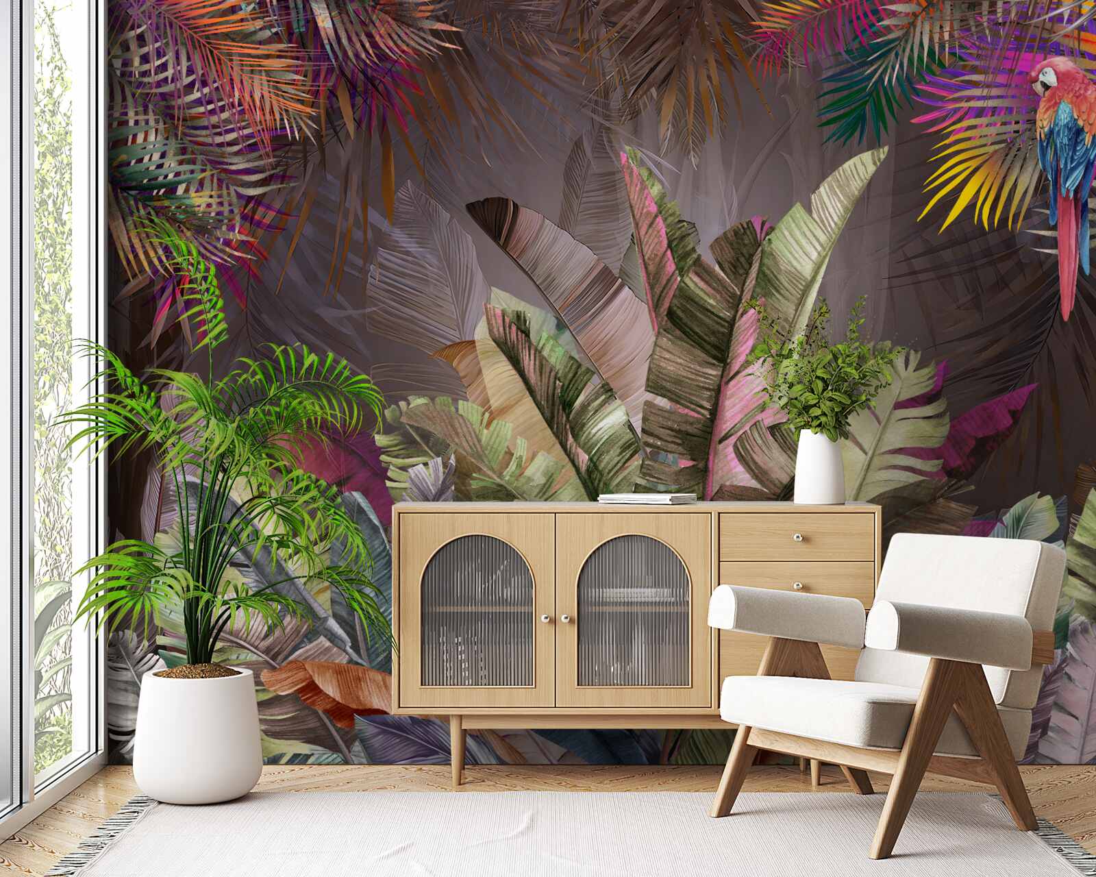 Papier peint les riches feuilles de la jungle la nuit