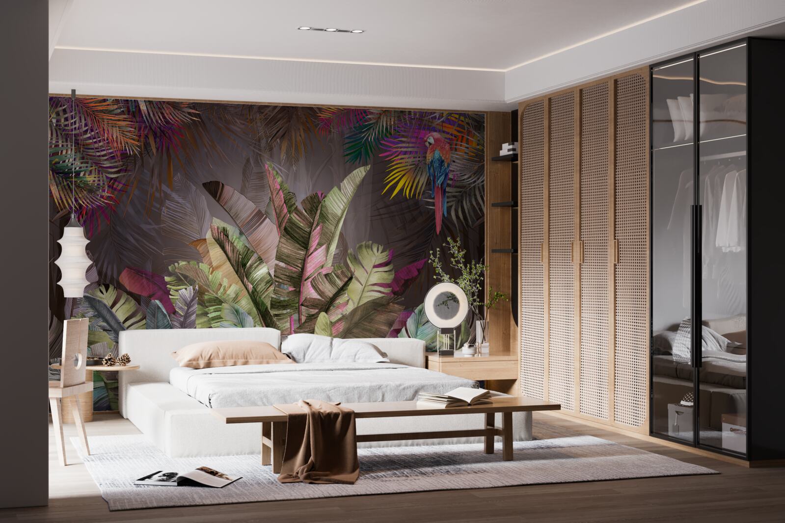 Papier peint les riches feuilles de la jungle la nuit