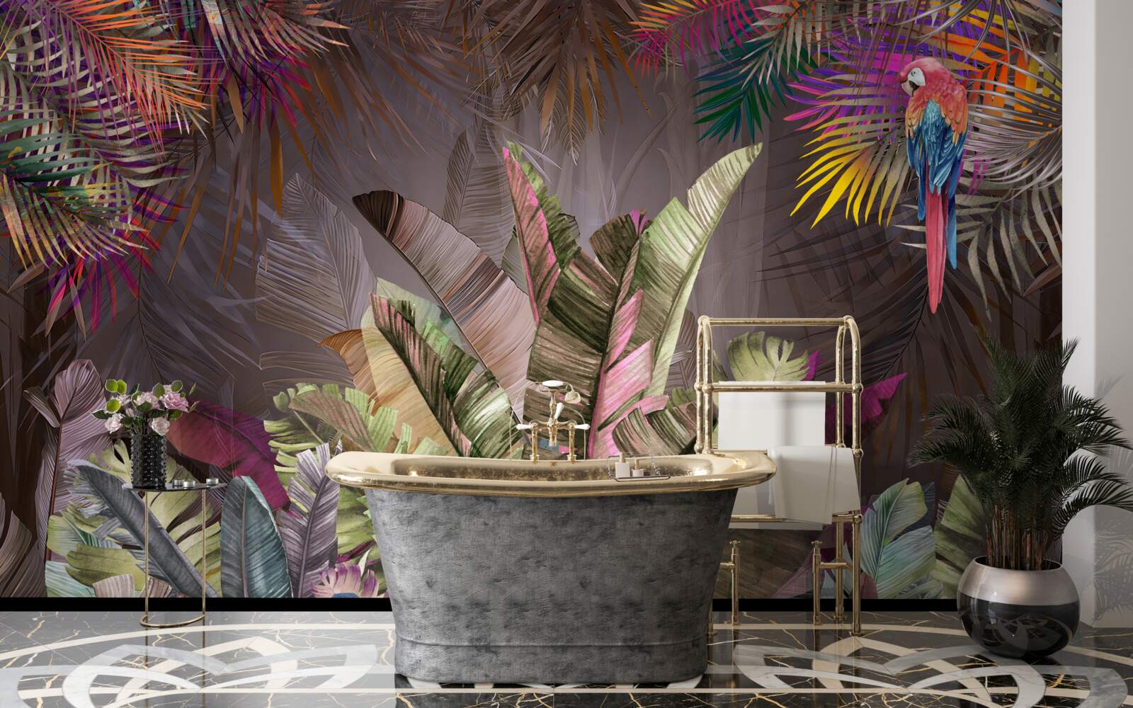 Papier peint les riches feuilles de la jungle la nuit