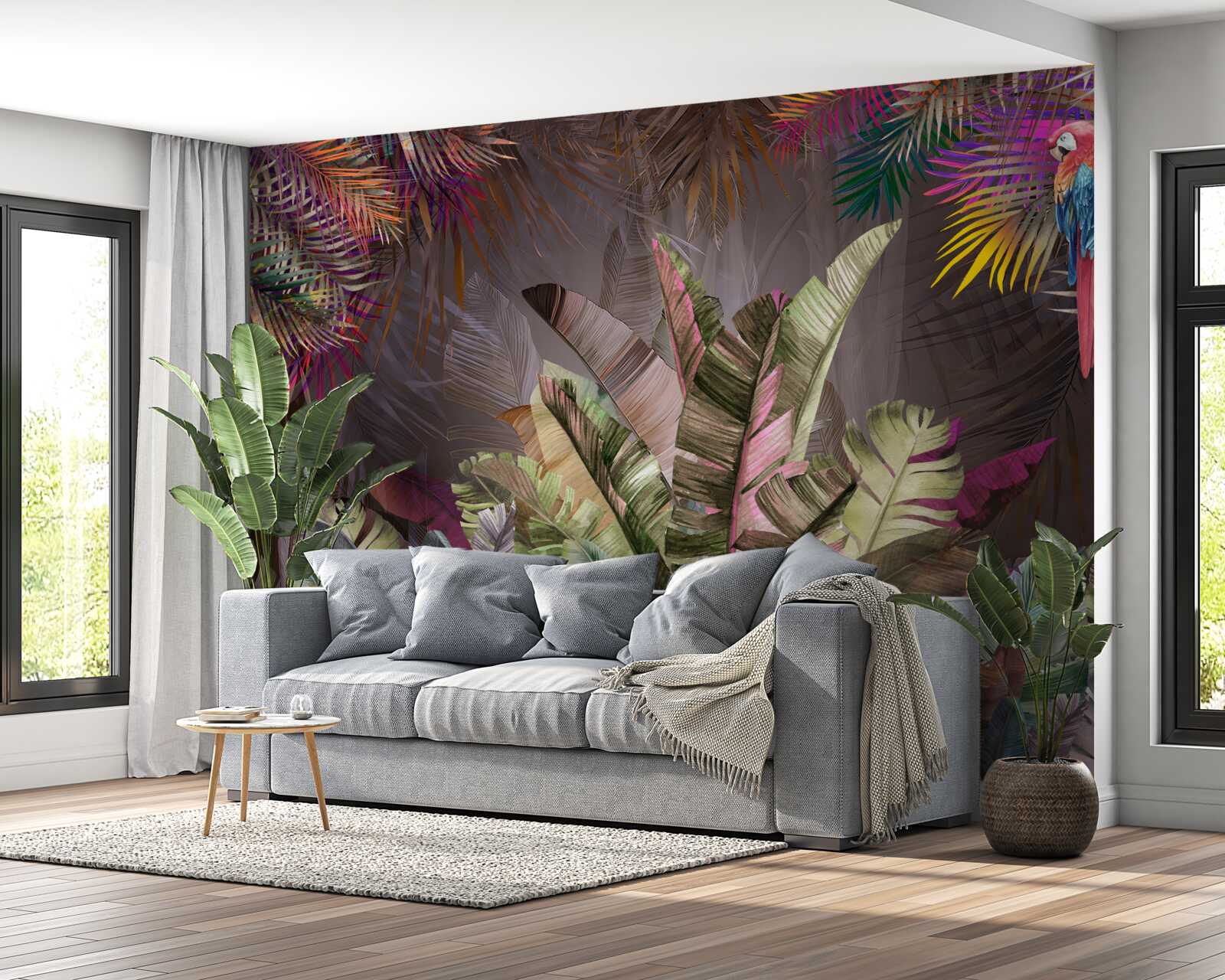 Papier peint les riches feuilles de la jungle la nuit