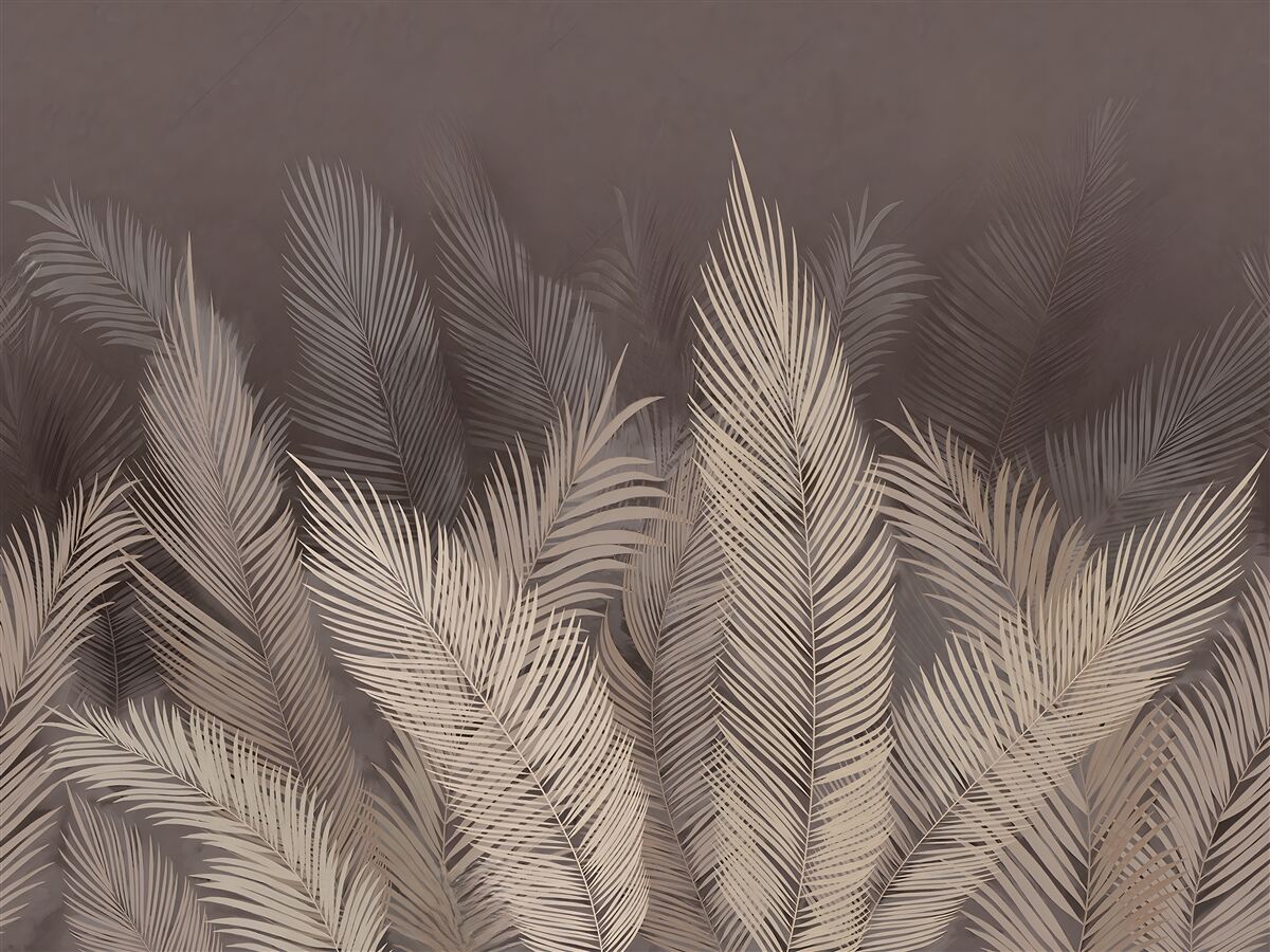 Papier peint fougères verdoyantes le soir