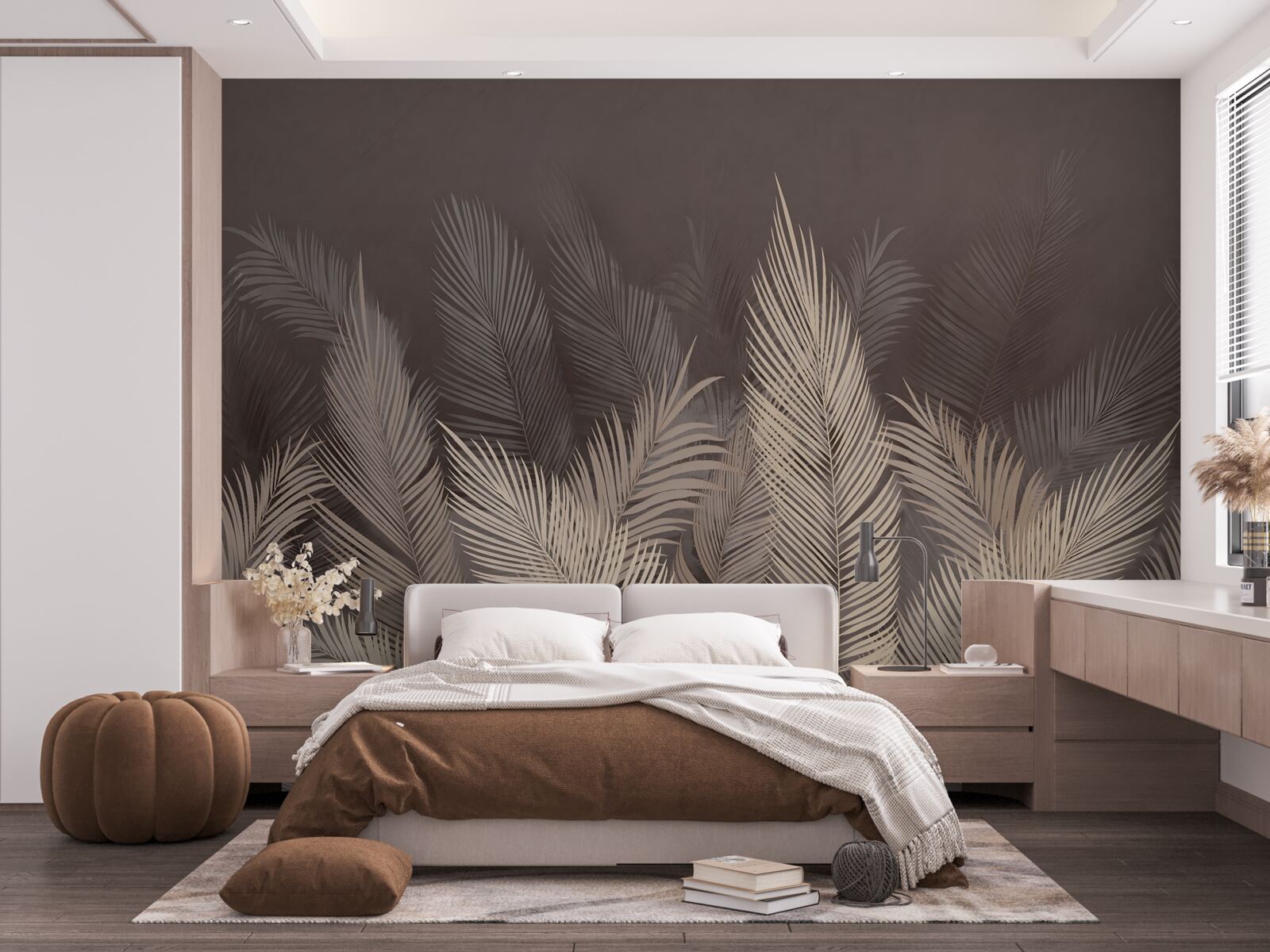 Papier peint fougères verdoyantes le soir