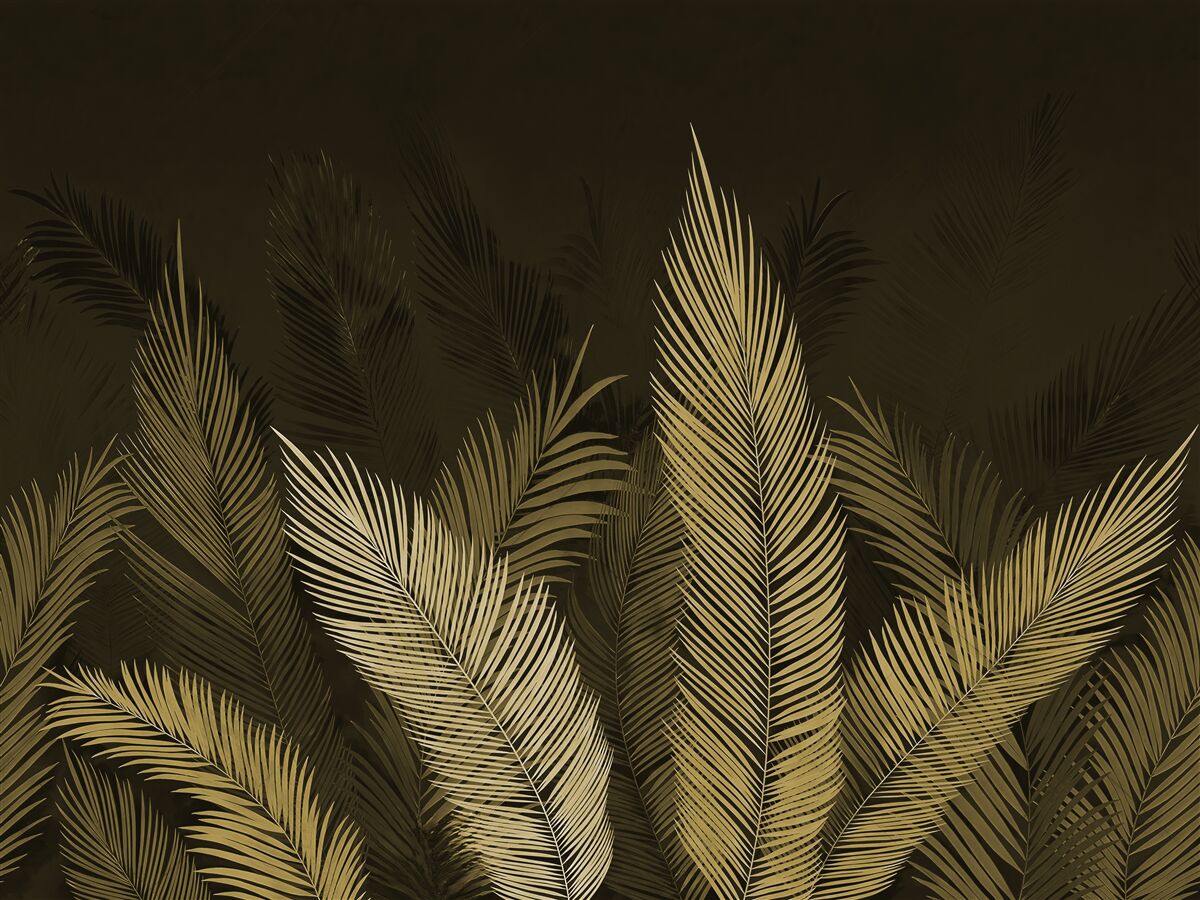 Papier peint feuilles de fougère dans la forêt nocturne