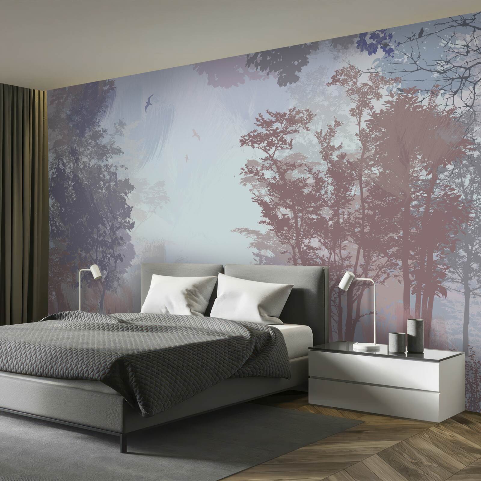 Papier peint une matinée dans la forêt en automne