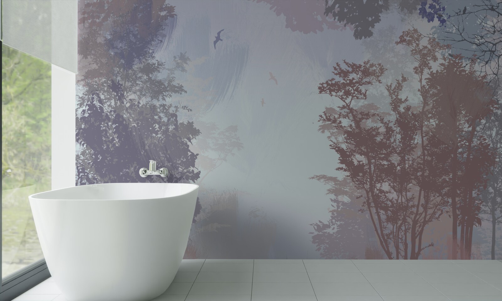 Papier peint une matinée dans la forêt en automne