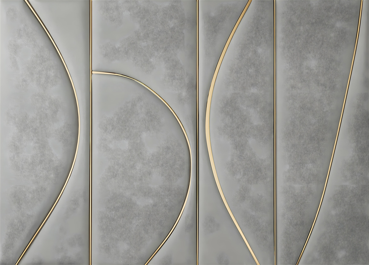 Papier peint texture grise avec lignes dorées