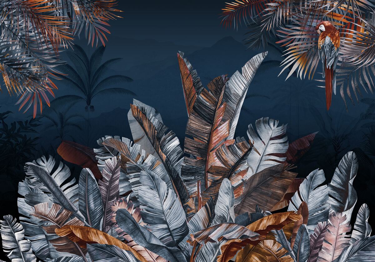 Papier peint jungle nocturne et fougère