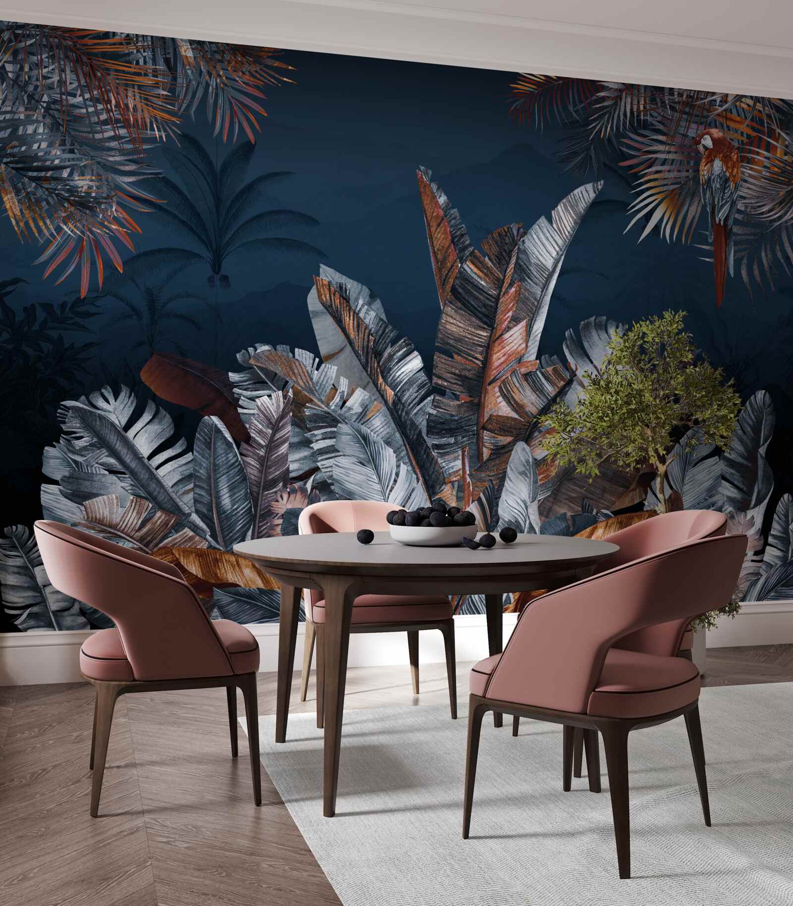 Papier peint jungle nocturne et fougère