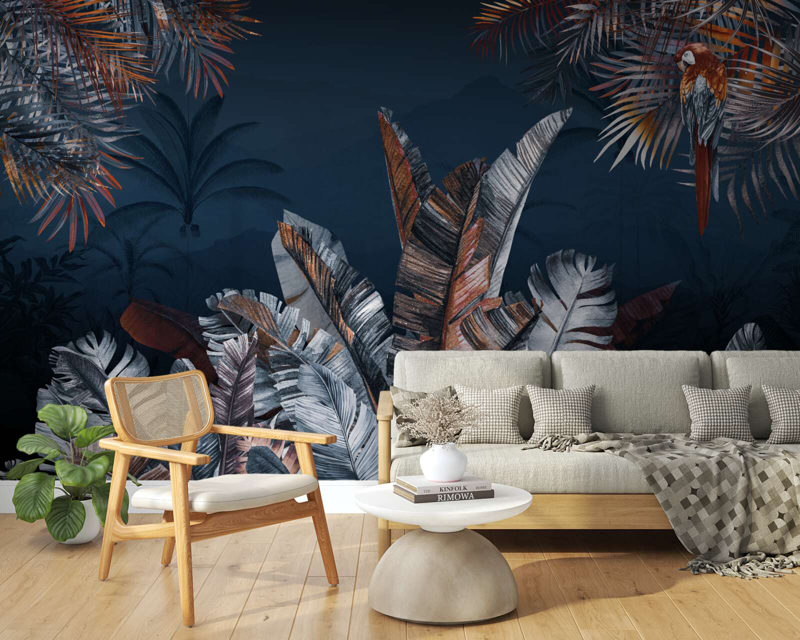 Papier peint jungle nocturne et fougère
