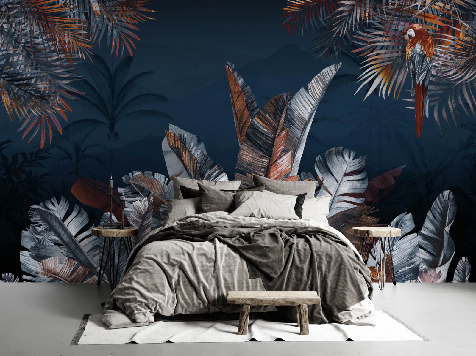 Papier peint jungle nocturne et fougère