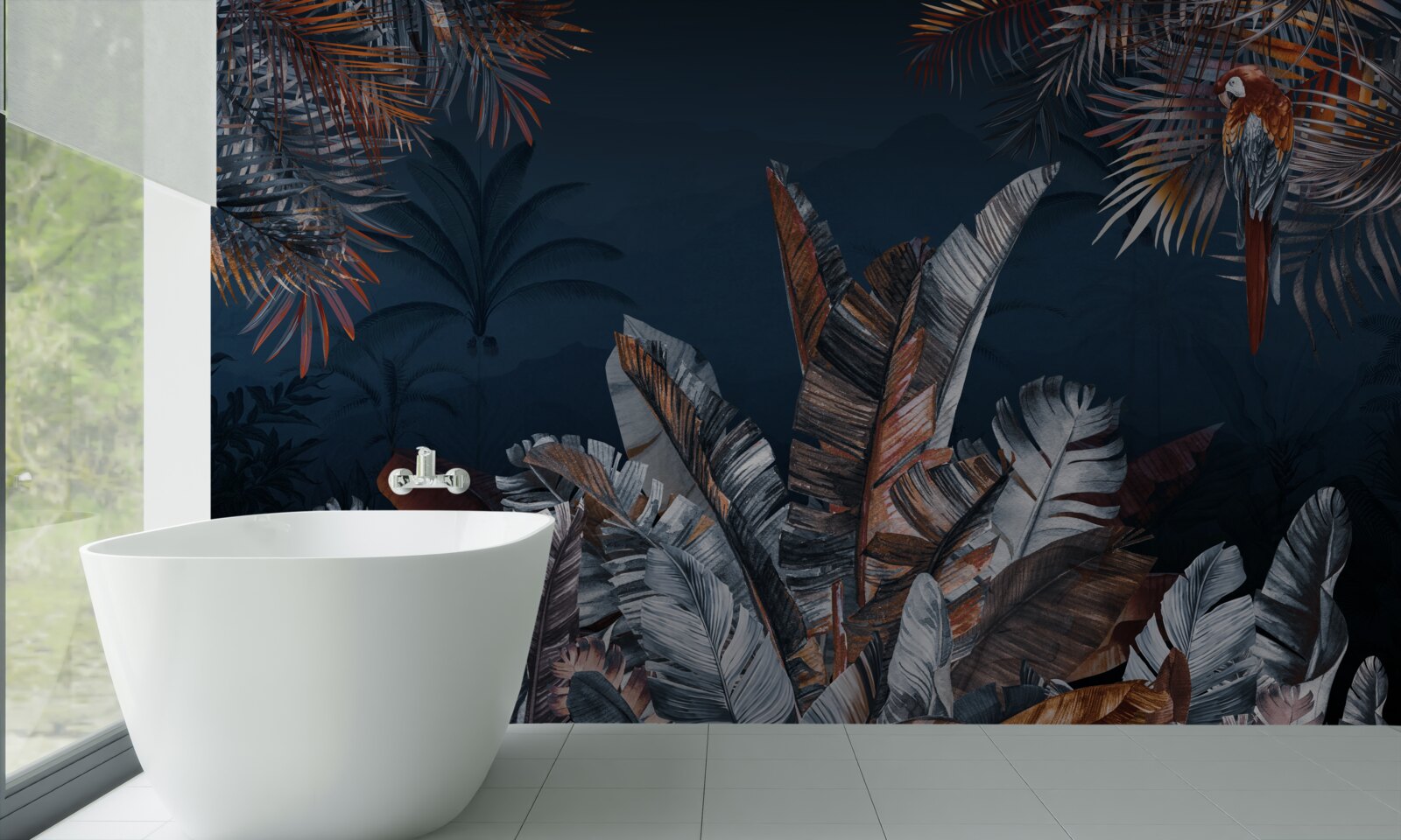 Papier peint jungle nocturne et fougère