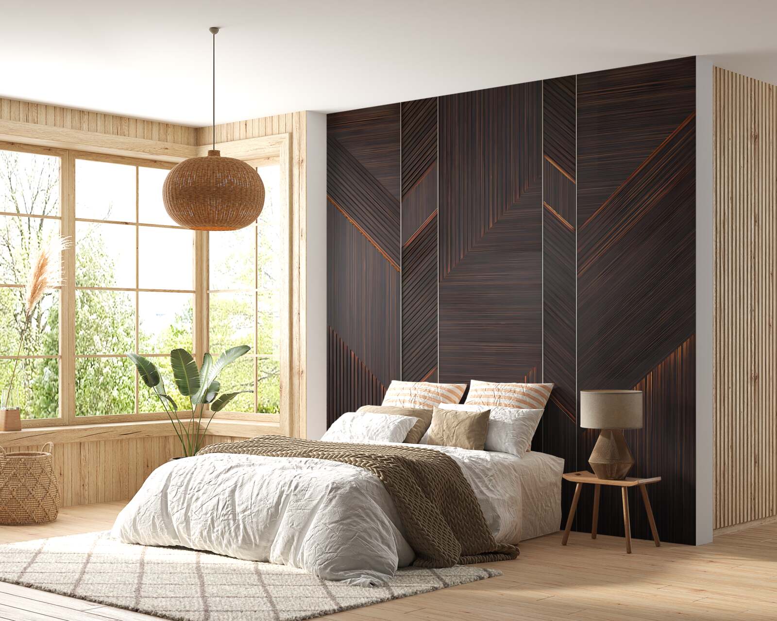 Papier peint parquet foncé poli