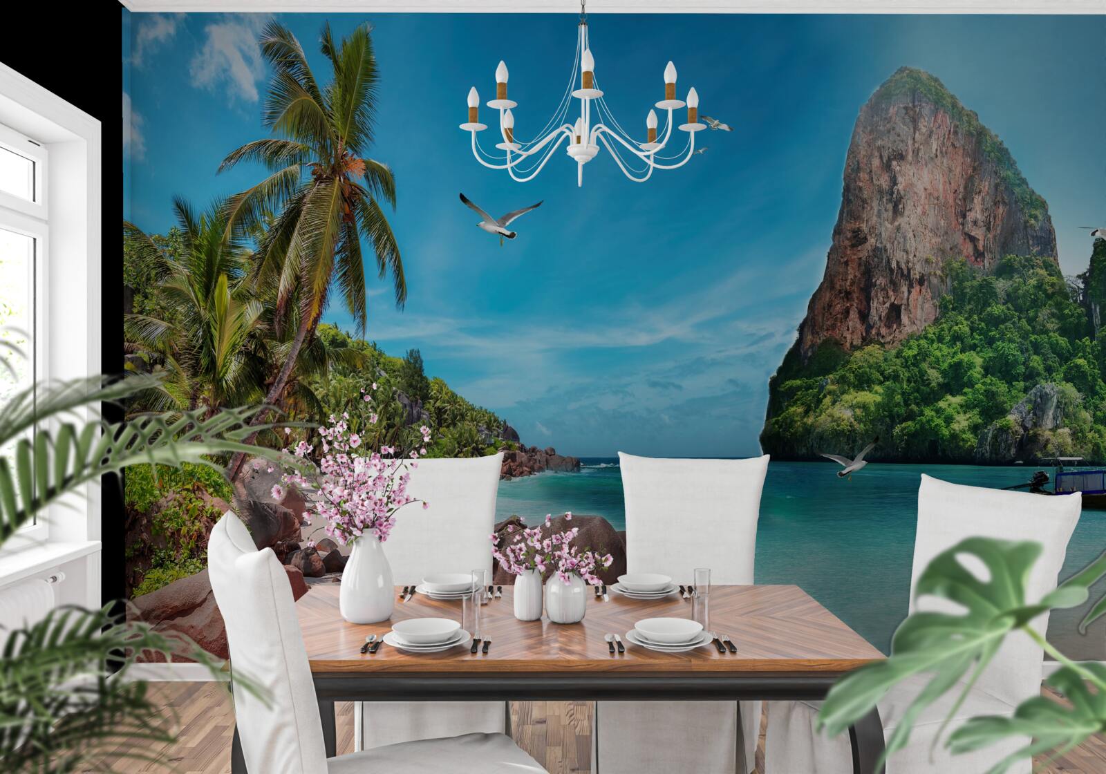 Papier peint paysage avec des montagnes sous les tropiques