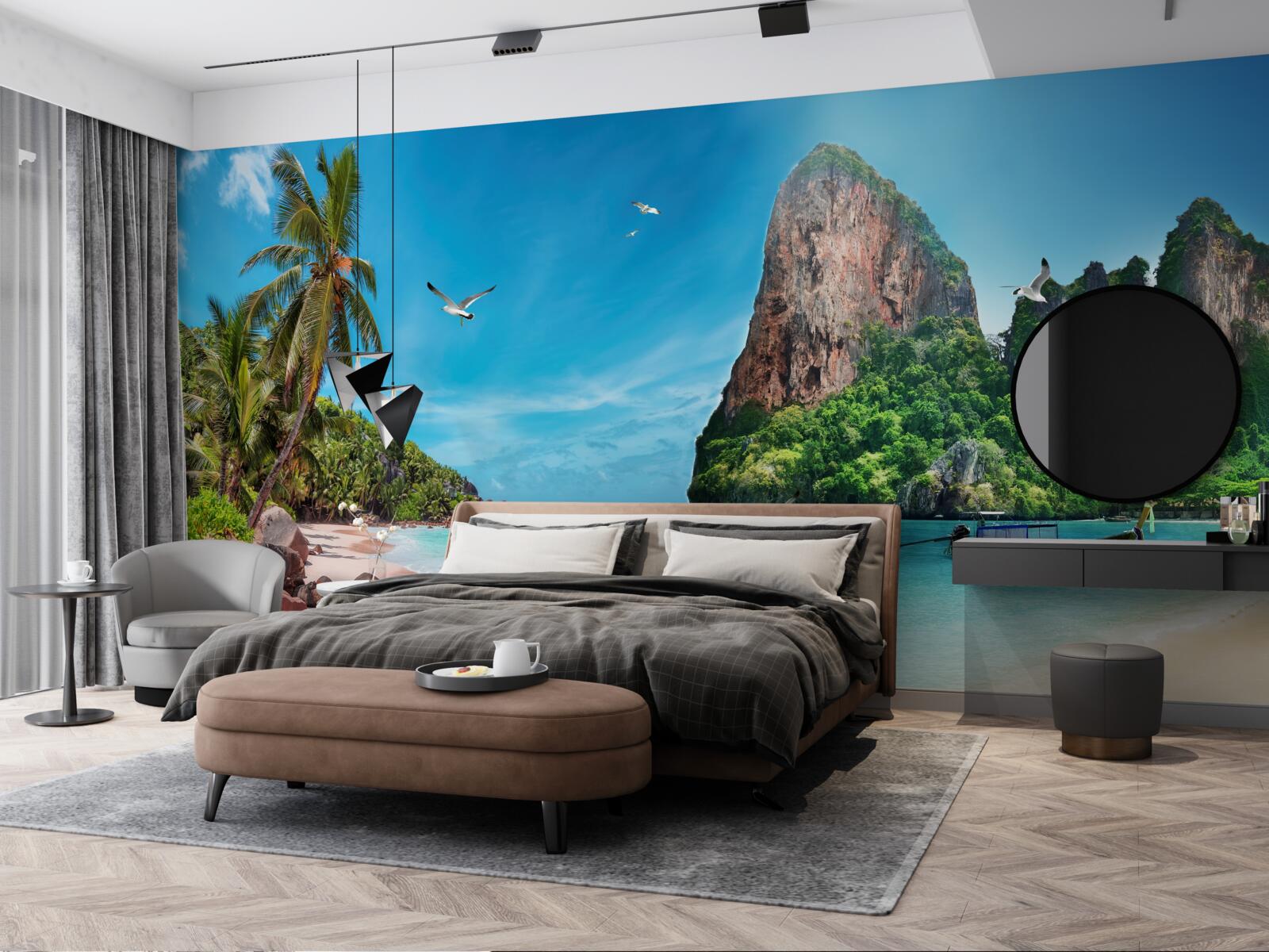 Papier peint paysage avec des montagnes sous les tropiques