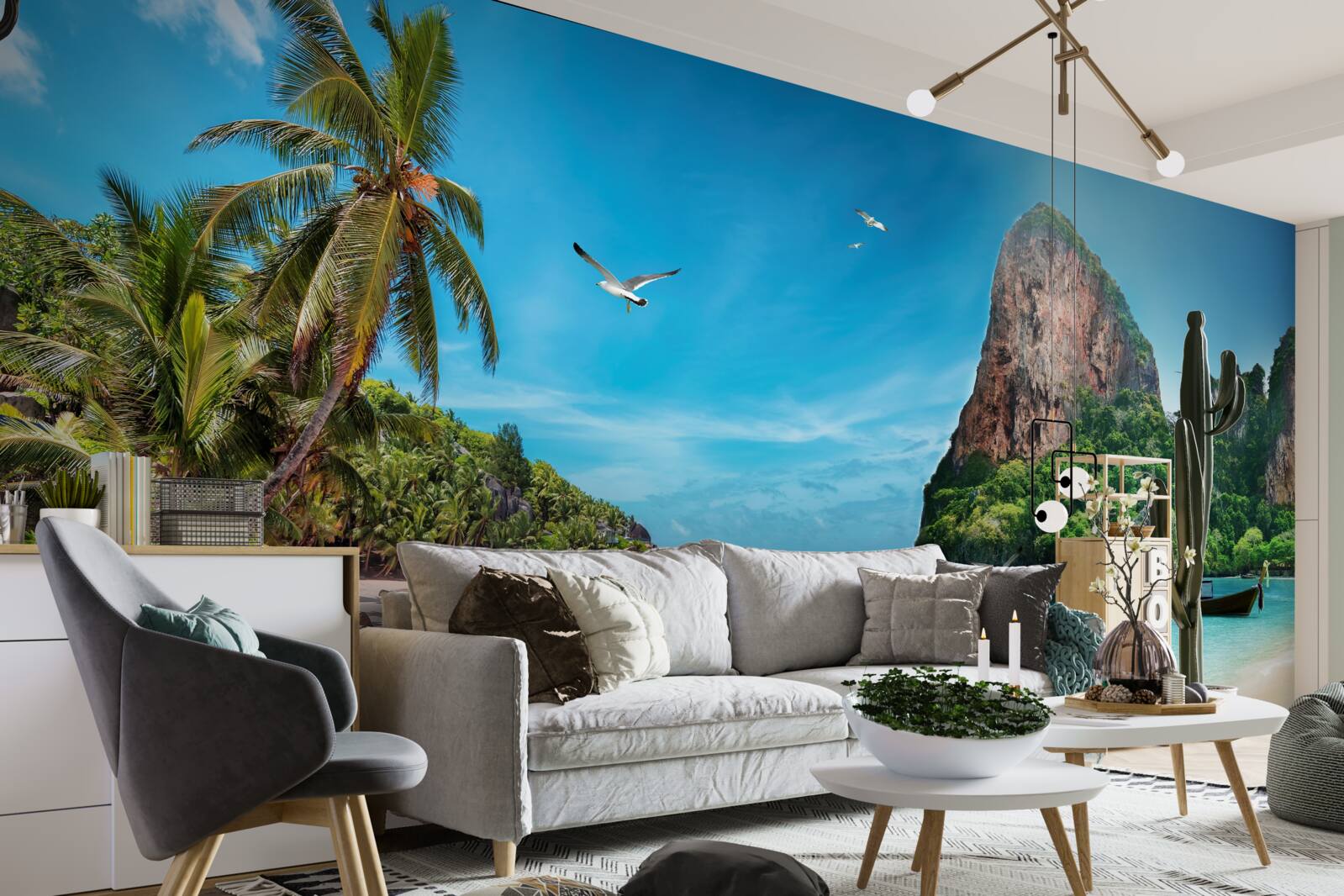 Papier peint paysage avec des montagnes sous les tropiques