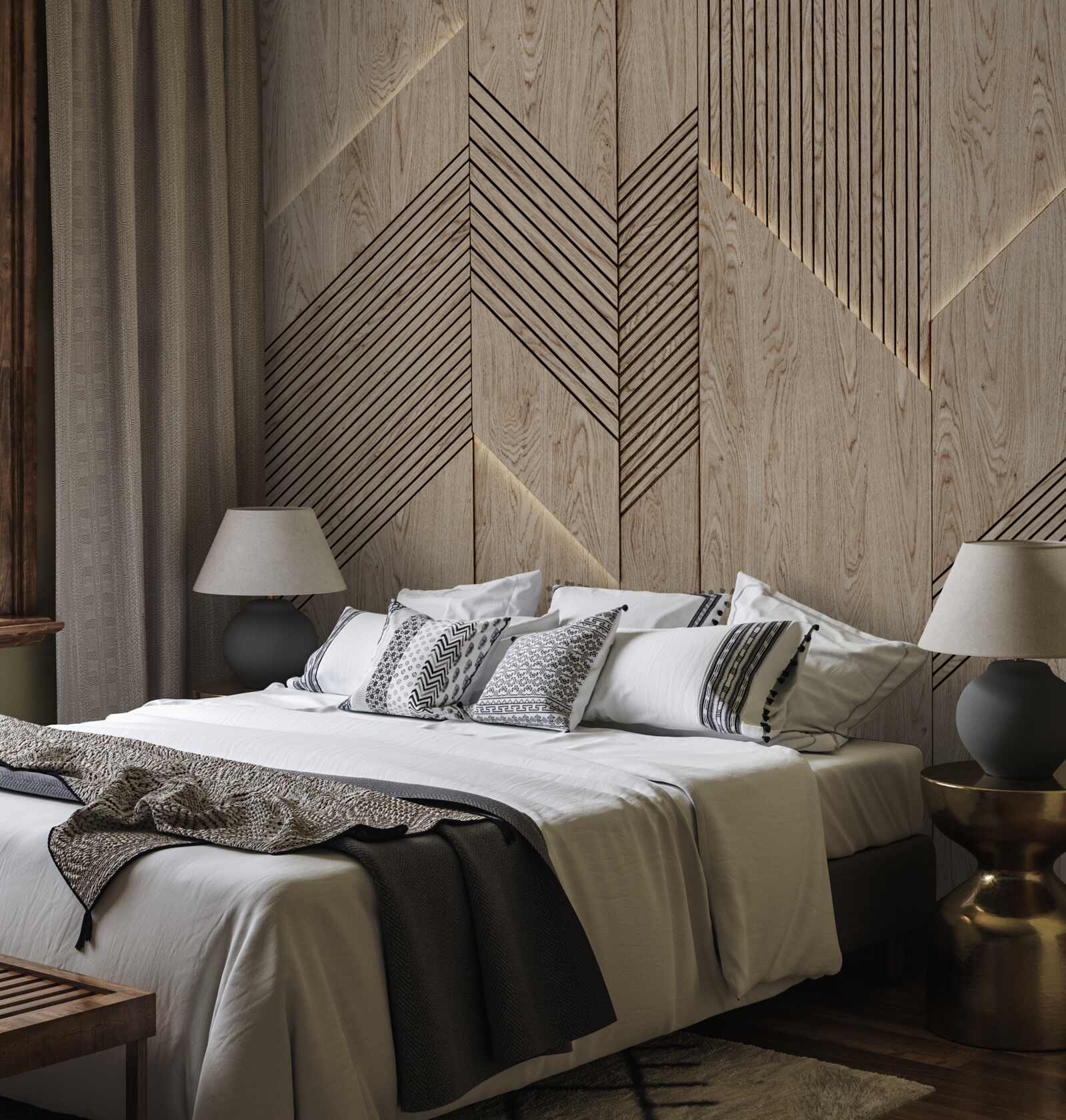 Papier peint texture du bois à facettes