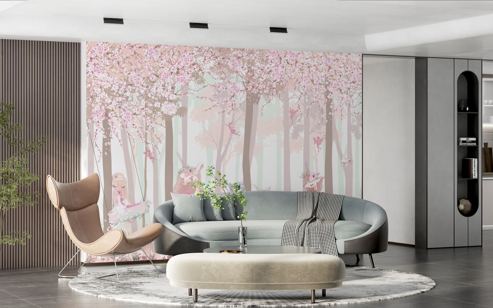 Papier peint dans la forêt printanière, les animaux dansent