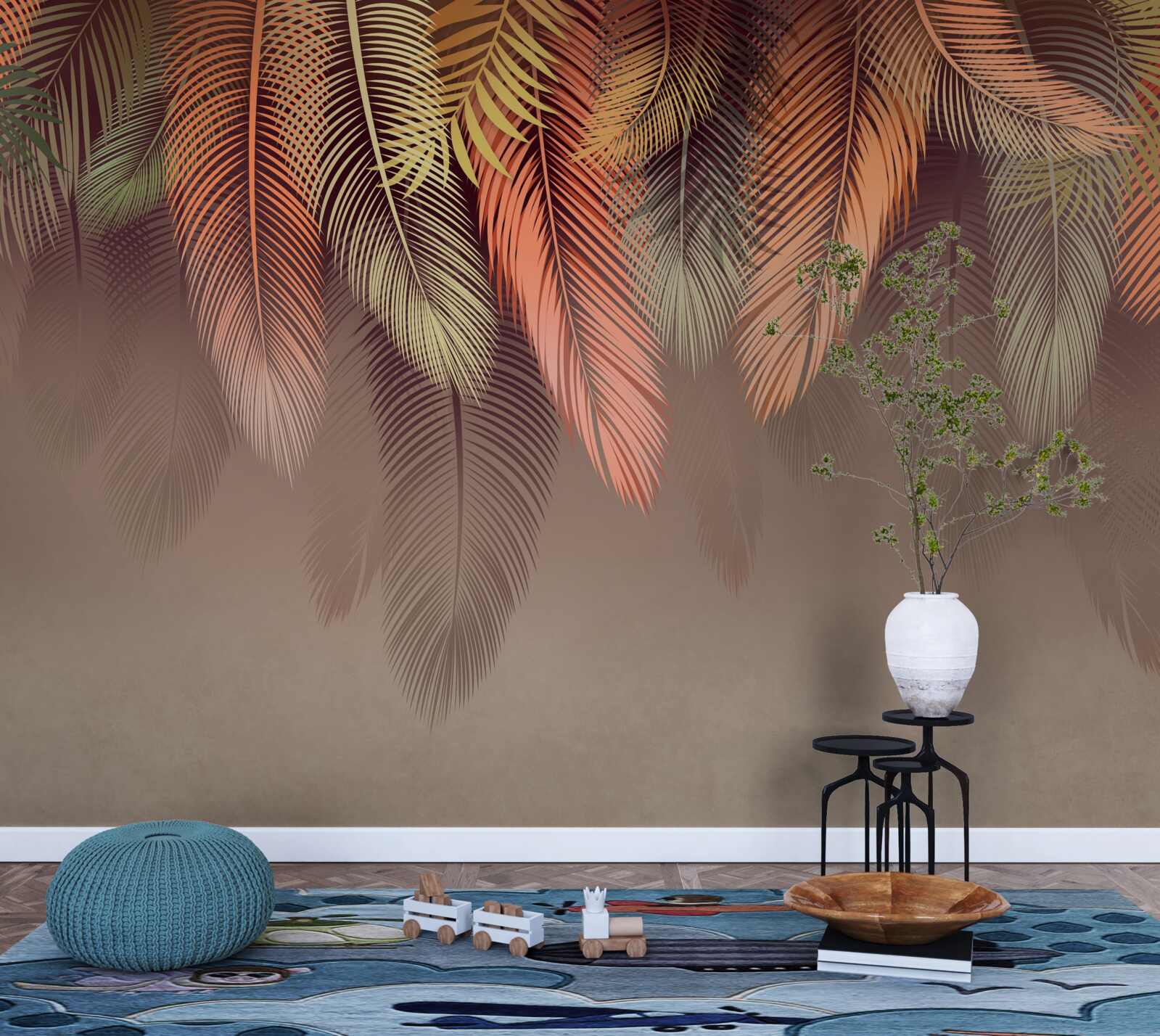 Papier peint feuilles de fougère en automne