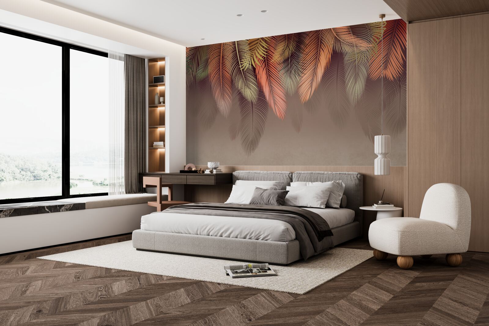 Papier peint feuilles de fougère en automne