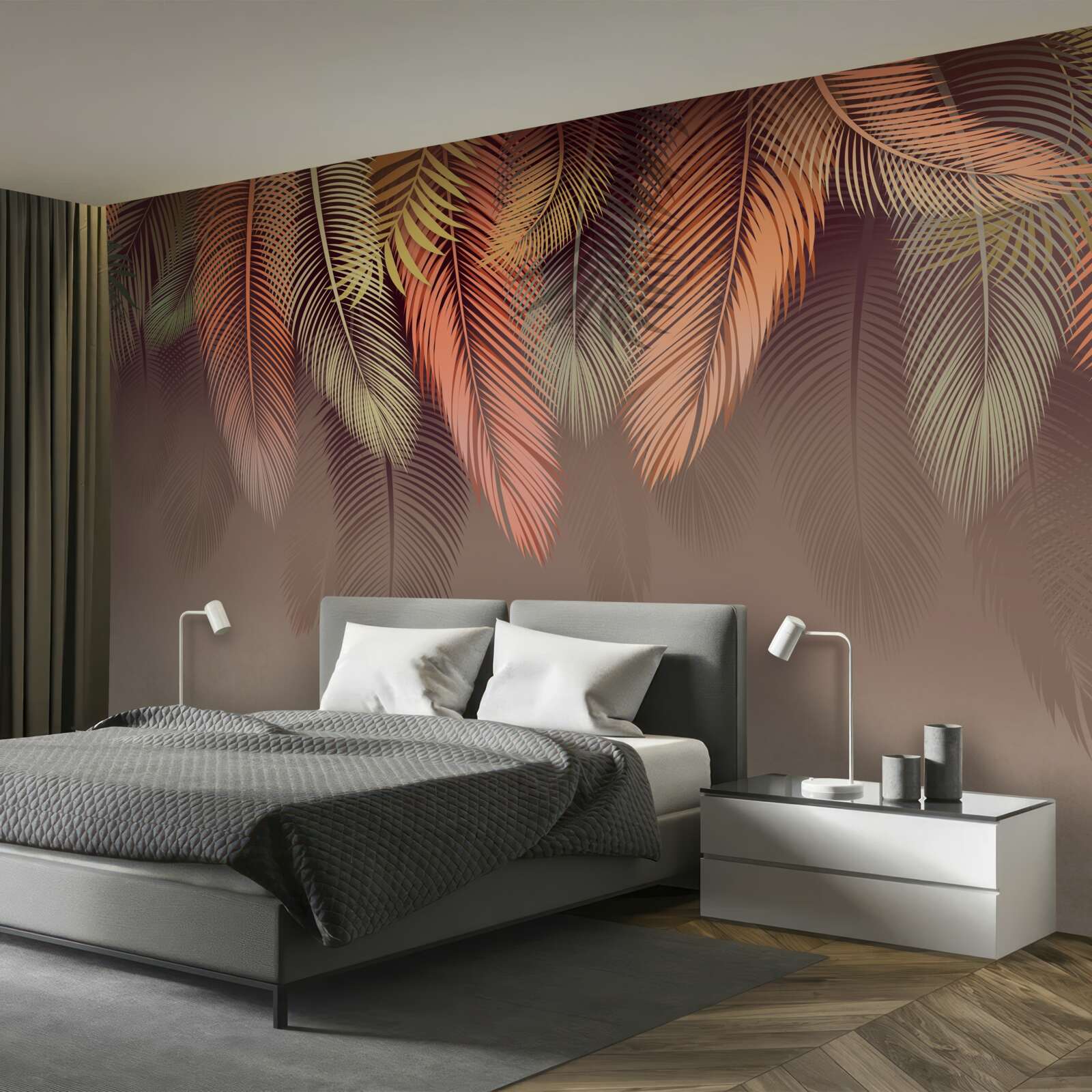 Papier peint feuilles de fougère en automne