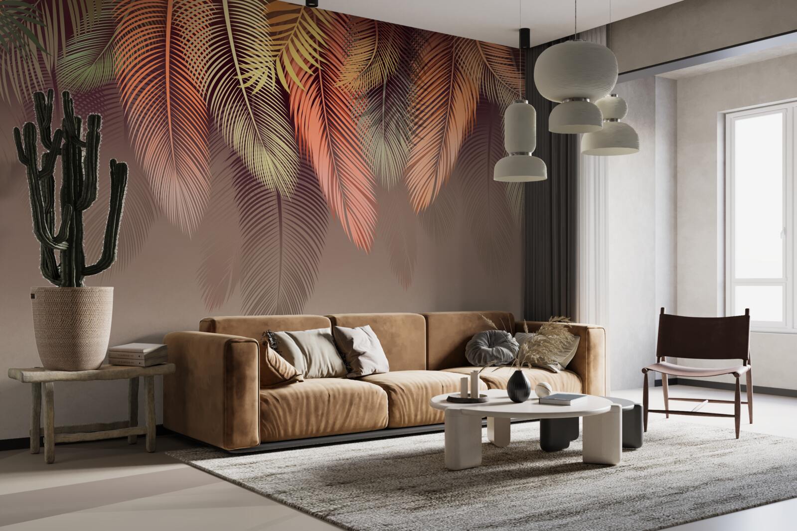 Papier peint feuilles de fougère en automne