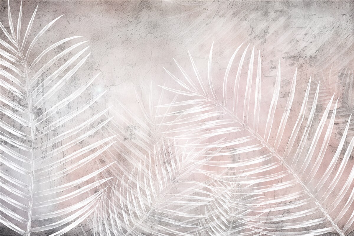 Papier peint larges feuilles blanches sur un fond doux