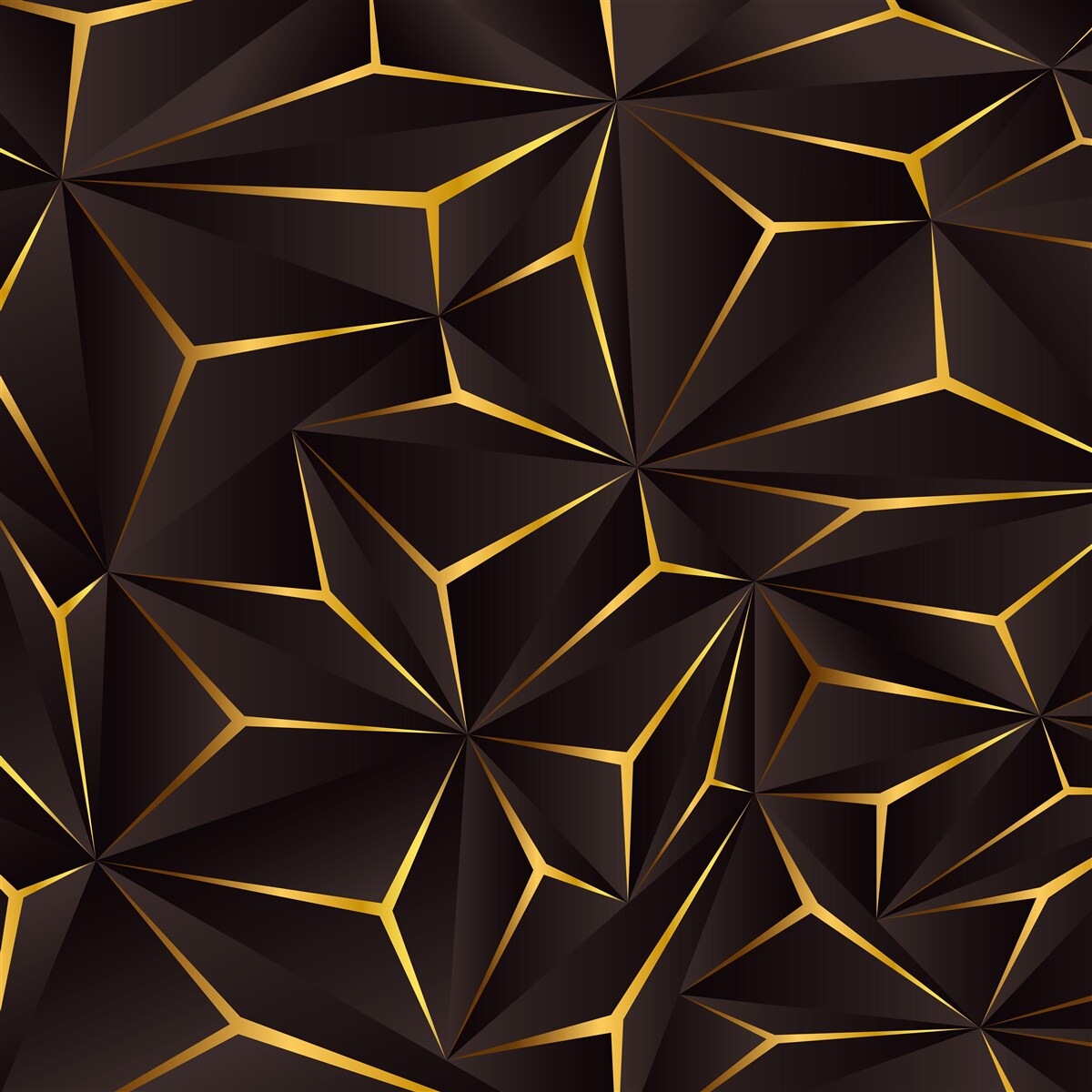 Papier peint abstraction volumétrique noir et or