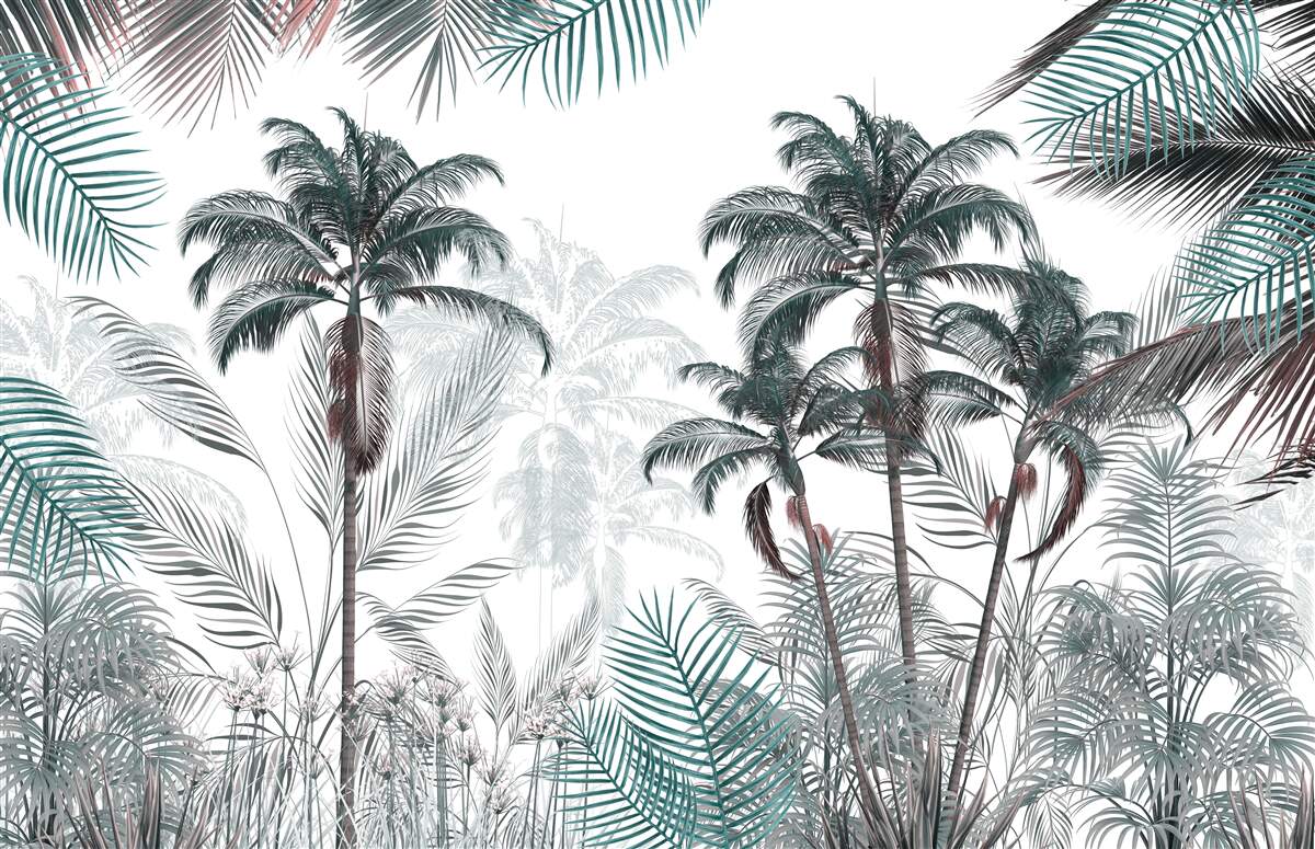 Papier peint forêts tropicales, palmiers et fougères
