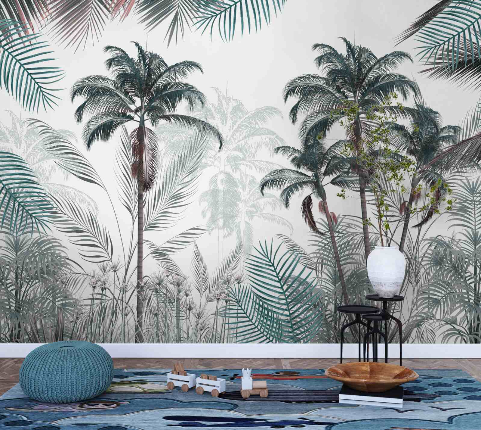 Papier peint forêts tropicales, palmiers et fougères